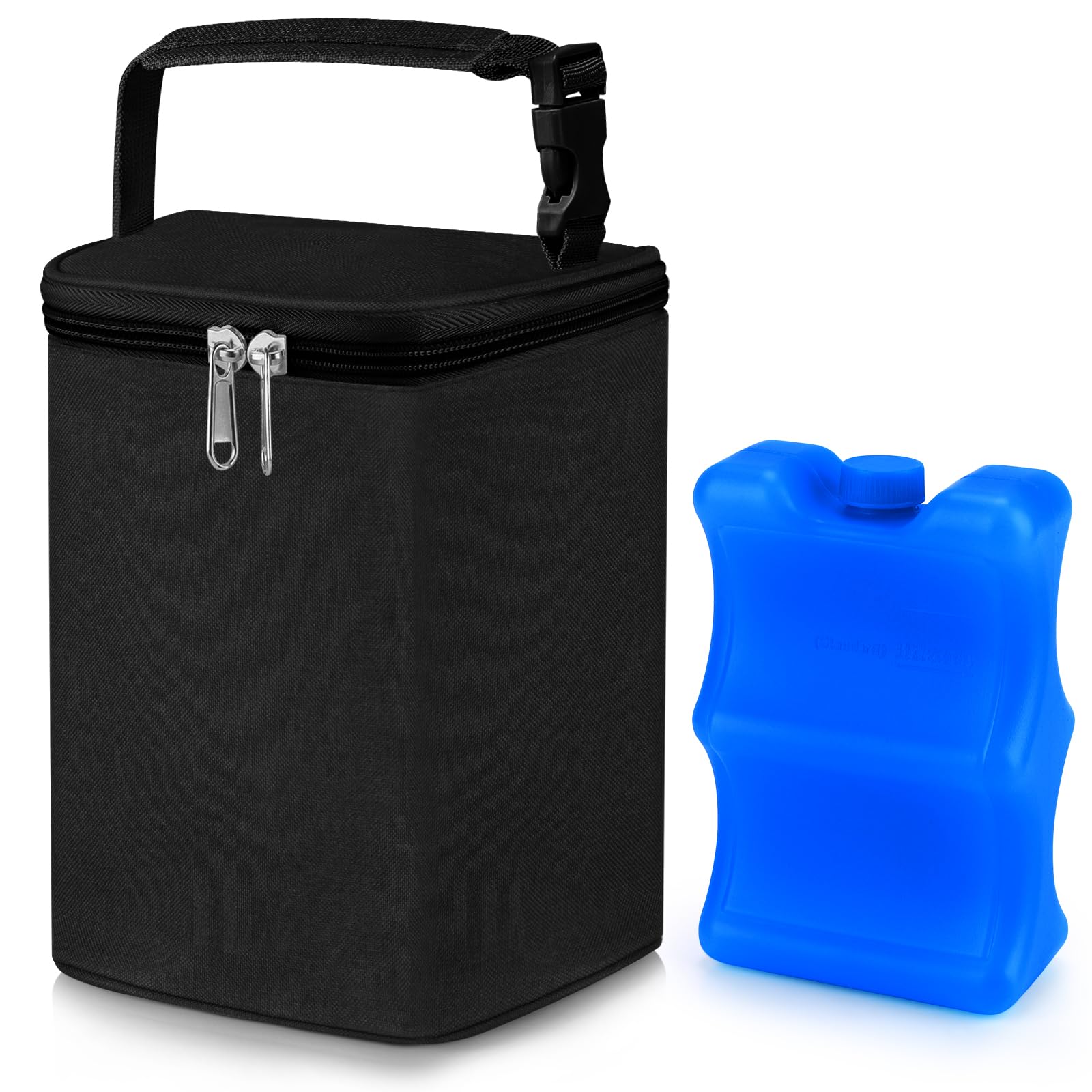 **Accmor Insulated Breastmilk Cooler Bag with Ice Pack - Portable Baby Bottle Cooler for Nursing Moms, Daycare & Travel - Fits 4 Large 8oz Bottles - Perfect for On-the-Go, Work, or Outdoor Activities (Black)**