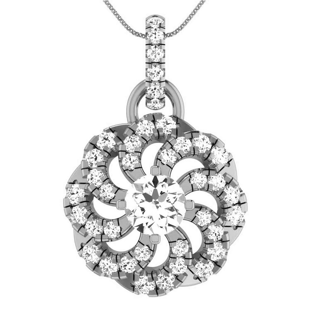 18K White Gold 1 Carat Simulated Diamond Pendant Necklace for Women & Girls | Elegant Jewelry Gift for Birthday, Anniversary & Special Occasions | Dishis Designer Collection