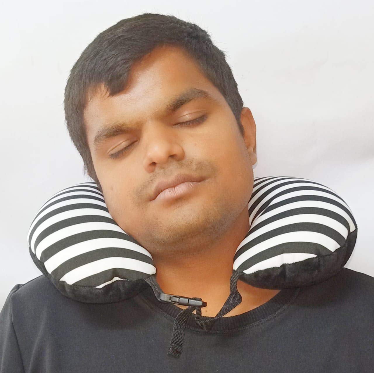 CNT Micro Bead Travel Neck Pillow - Zebra Print Black & White - Comfortable Support for Airplane, Car & Office Use - Compact & Portable for Travel Accessories