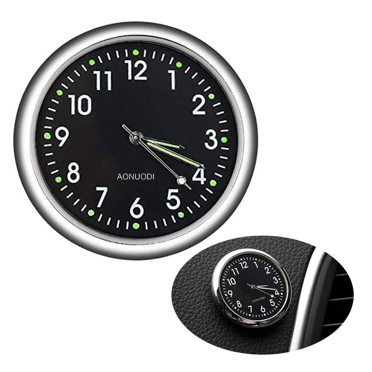 Universal Mini Quartz Analog Car Dashboard Clock - Luminous Stick-On Air Vent Watch for Car Decoration | Perfect for Road Trips, Commuting & Night Driving