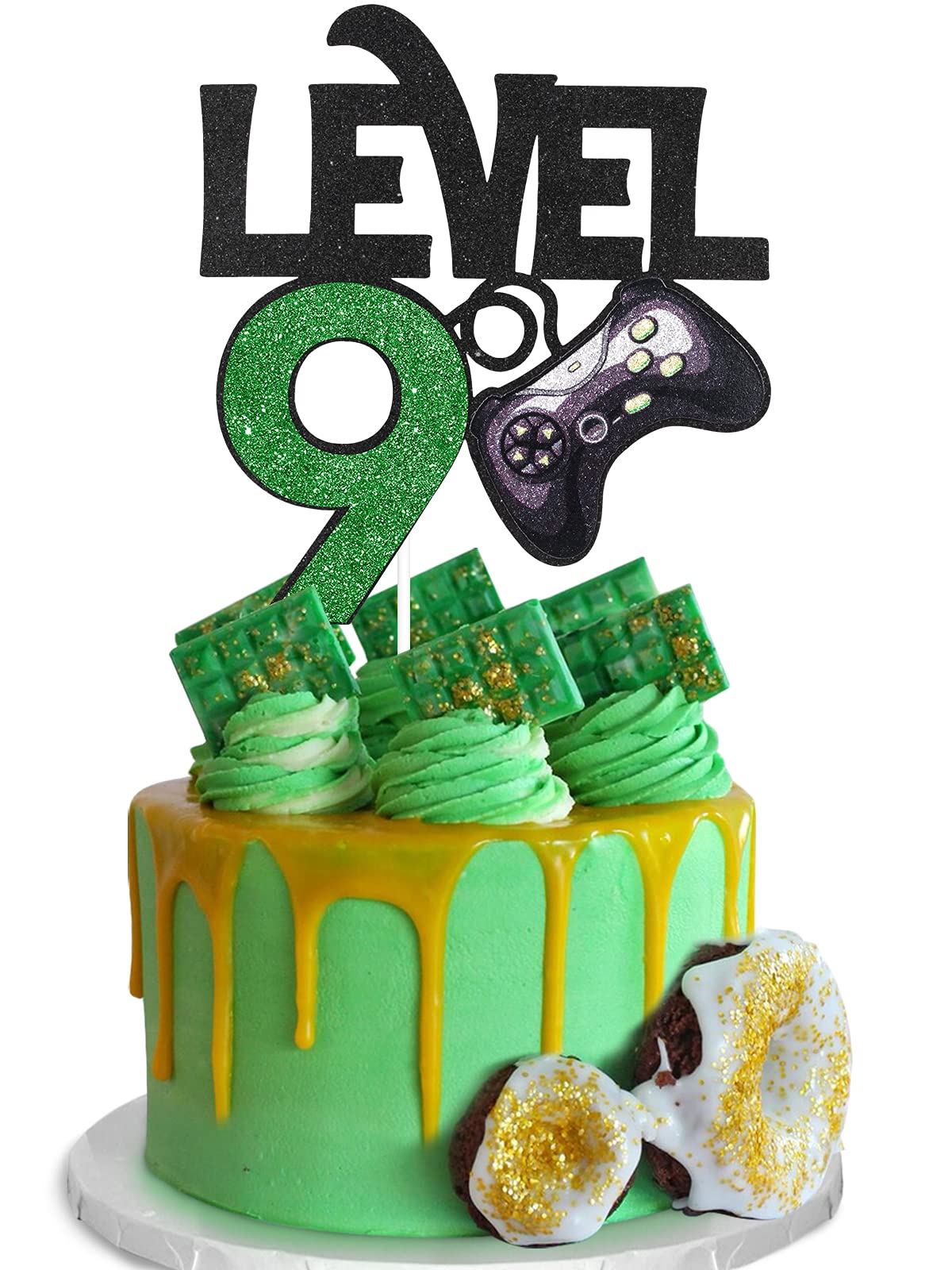 Level 9 Game Birthday Cake Topper - Video Game Themed 9th Birthday Party Supplies for Boys - Gaming Party Decorations for Level Up Celebrations - Perfect for Gamer Birthday Cakes, Game On Winner Parties & Video Game Themed Events