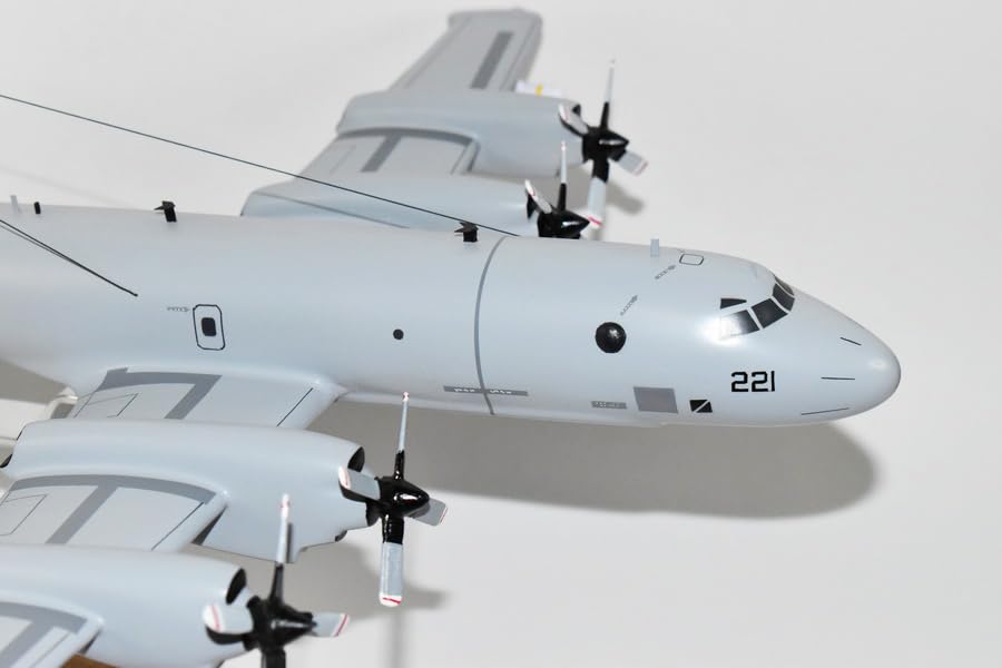 VP-46 Grey Knights (2000) P-3C Orion Mahogany Wooden Scale Model Airplane - Collectible Military Aircraft Display for Home & Office Decor