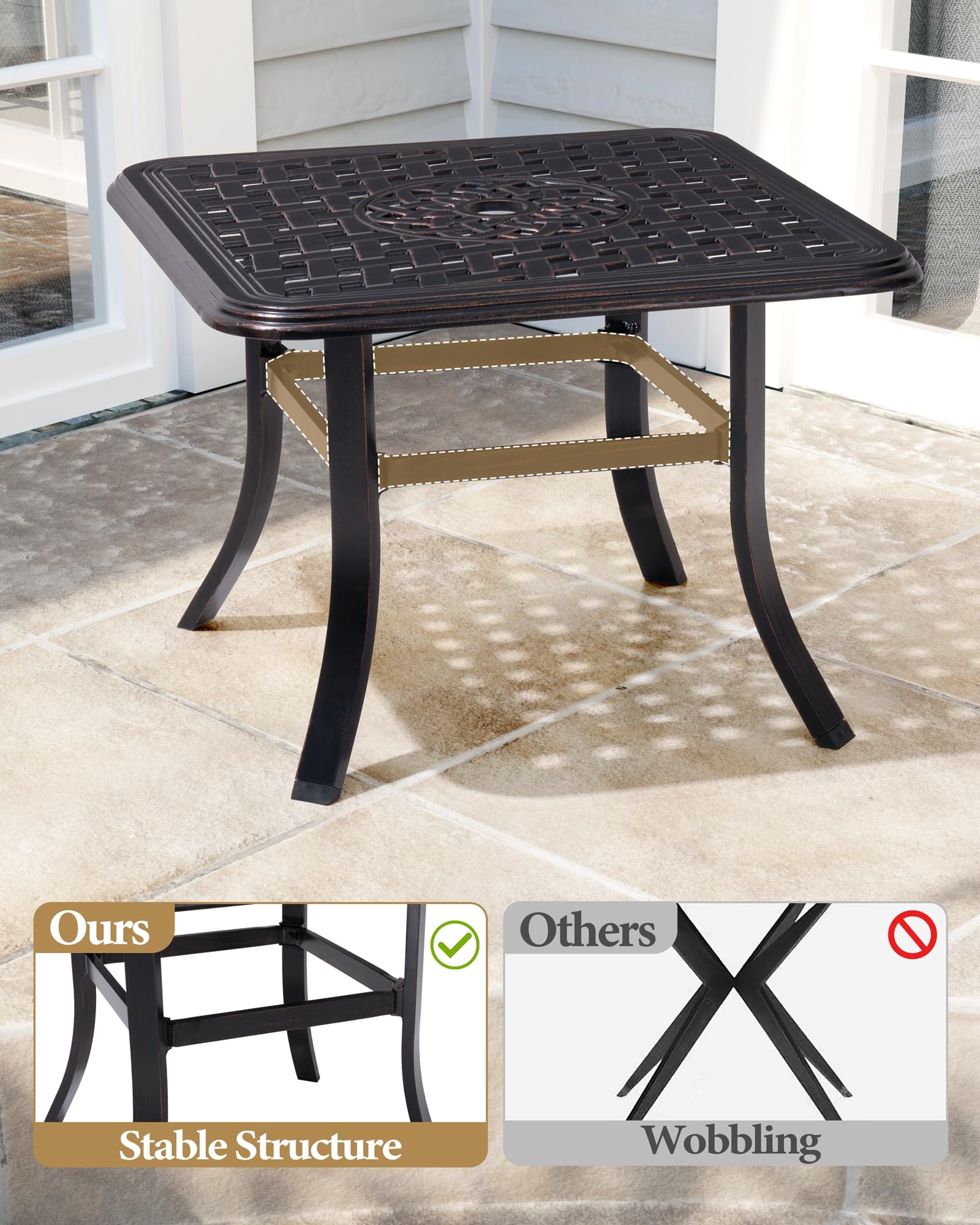 Premium Cast Aluminum Outdoor Patio Side Table - 24