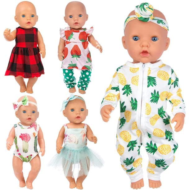 14-16 Inch Baby Doll Clothes Set with Headbands - for 43cm Newborn & 18