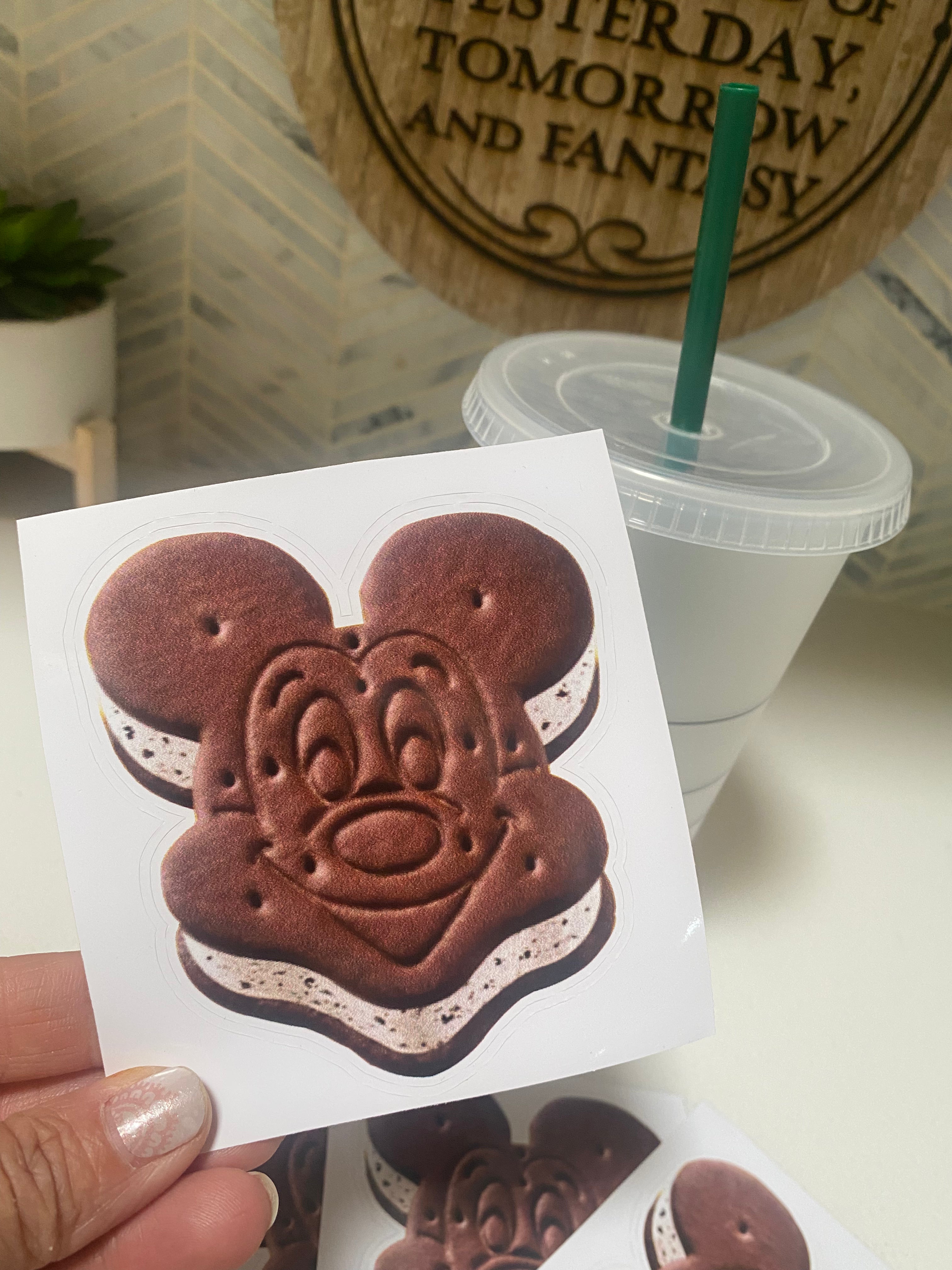 Mickey Mouse Ice Cream Sandwich Stickers - Cute Disney Cartoon Decals for Laptops, Water Bottles, Scrapbooking & DIY Crafts