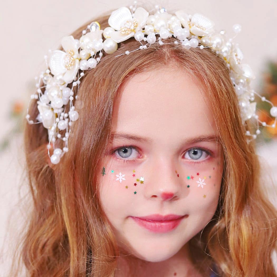 CASDRE White Pearl Flower Headband - Rhinestone Bridal Hair Hoop for Women & Girls | Wedding, Prom, Party Hair Accessories