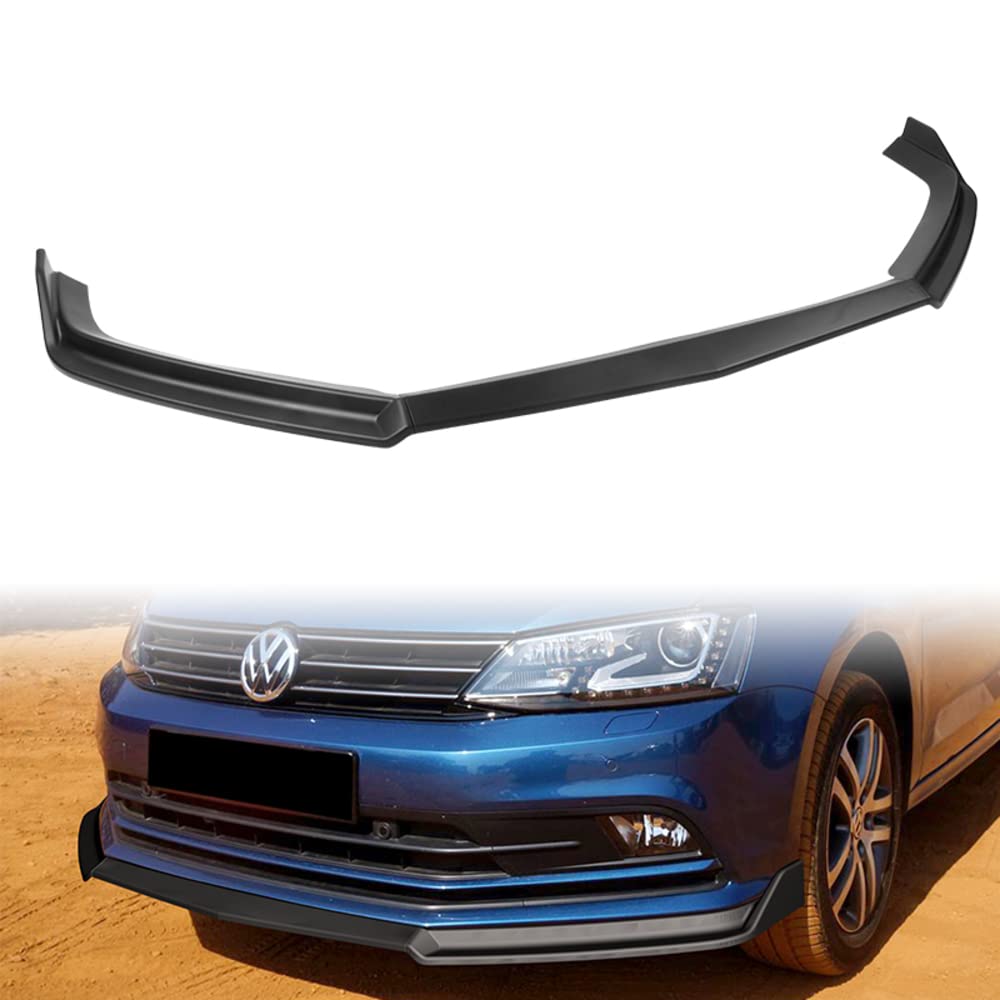 Q1-TECH 5PCS Front Bumper Lip & Side Skirt Rocker Winglet Canard Diffuser Wing Kit for 2015-2018 Volkswagen Jetta MK6.5 - ABS Matte Black Front Lip Spoiler & Body Splitter - Perfect for Car Styling & Performance Enhancement