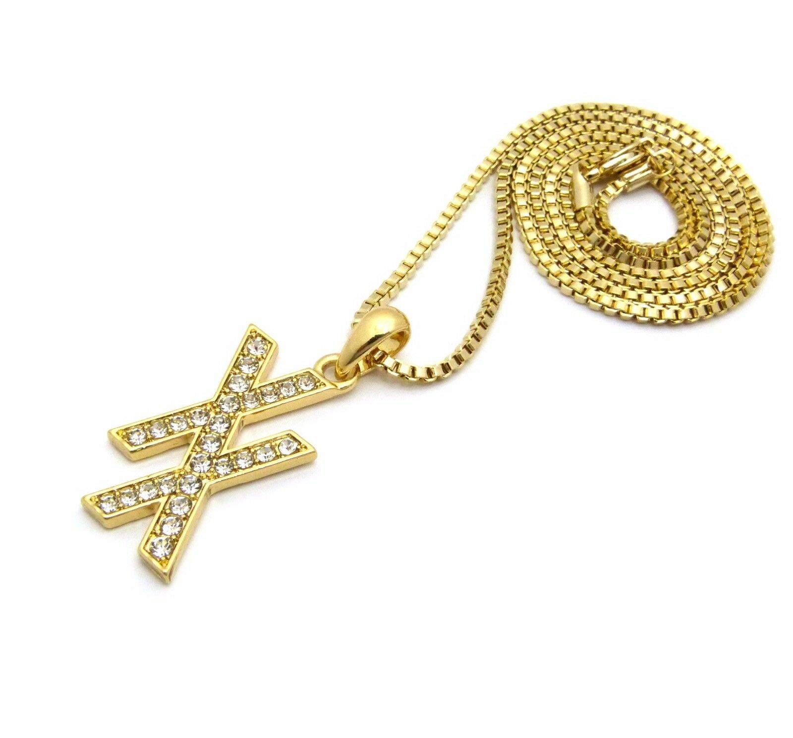 18K Gold Plated Iced Out MGK XX Pendant with 2mm 18