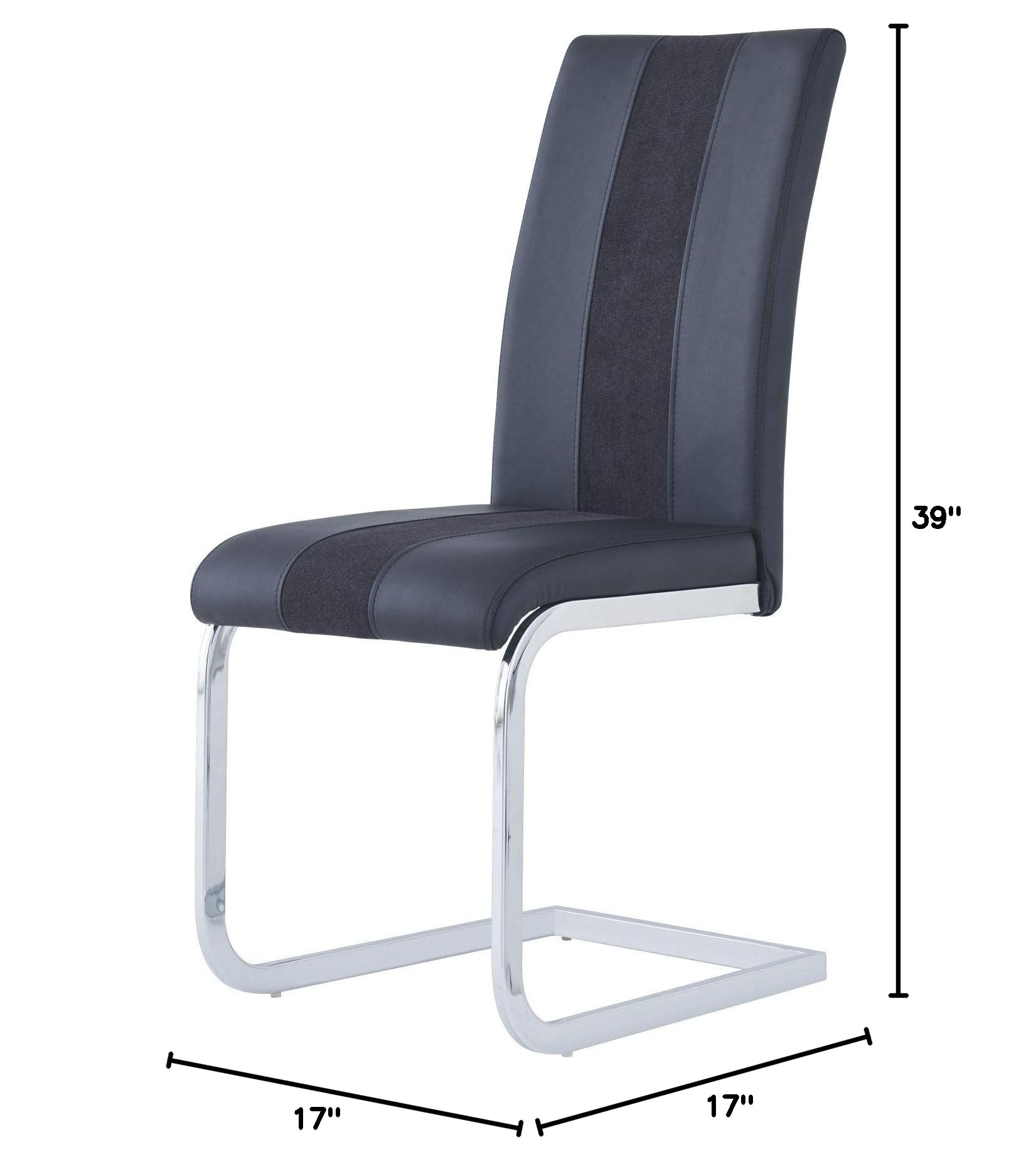 Premium Set of 4 Black Dining Chairs with Silver Legs - Modern Kitchen & Dining Room Furniture for Home & Restaurant Use