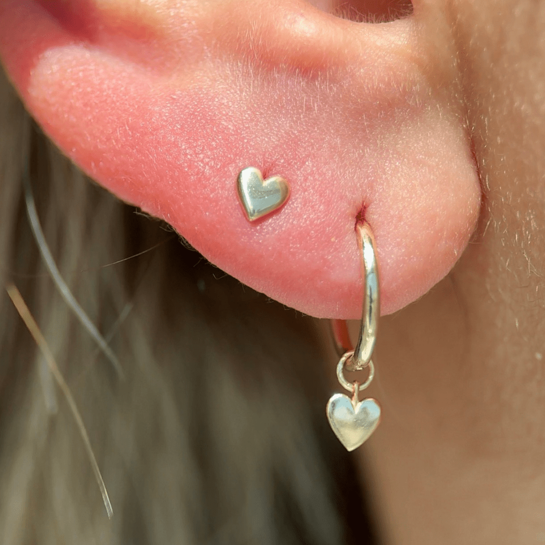 14k Yellow Gold Hoop Earrings with Heart Charm - Elegant & Dainty Jewelry for Women, Perfect for Valentine's Day Gifts, Anniversary or Everyday Wear