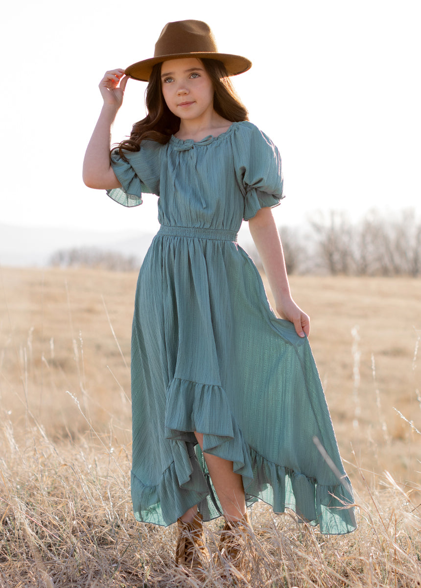 Gwenola Women's Flowy Maxi Dress in Ocean Green - Perfect for Beach Vacations, Summer Parties & Casual Outings