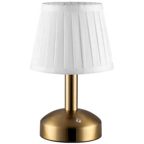 Gold + White Fabric Lampshde