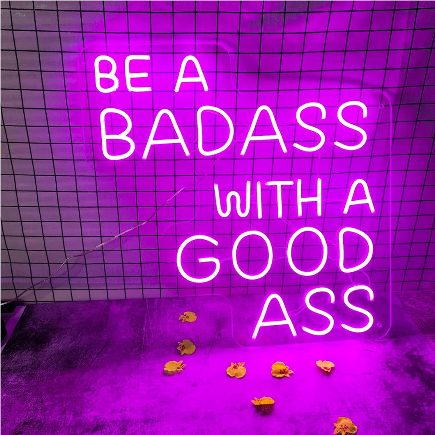 Be a Badass with a Good Ass Neon Sign Light - Custom Wall Decor for Home, Bar & Office - Unique Housewarming & Birthday Gift - Vibrant Visual Artwork for Pub, Club & Bedroom Decoration