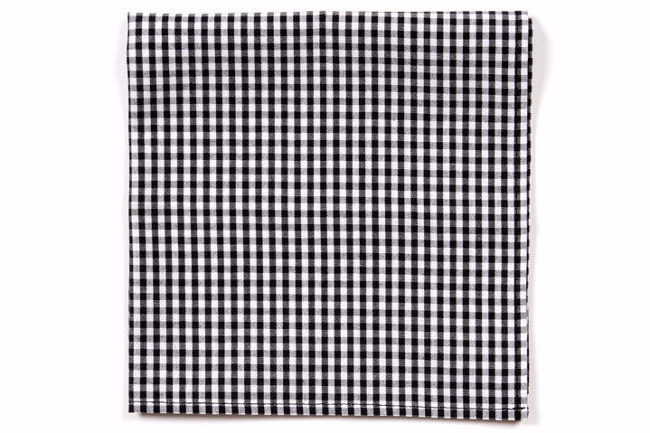 Elegant Black Gingham Pocket Square for Men - Premium Silk Handkerchief for Weddings, Business & Formal Occasions