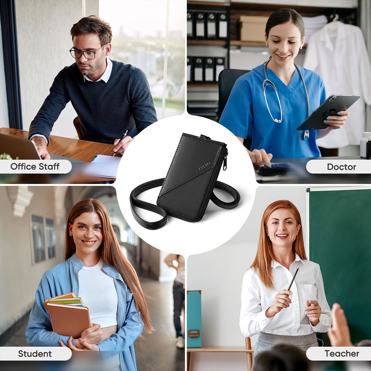 VBH103 RFID Blocking Work Badge Wallet - Multi-Function ID Card Holder for Office, Travel & Security (Fits Credit Cards, Business Cards & Cash) - Perfect for Professionals, Commuters & Business Travelers