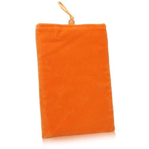 Premium Velvet Pouch Case for Kindle 3rd Generation (2010) - Soft Velour Fabric Sleeve with Drawstring Closure - Bold Orange - Perfect for Travel, Reading & Device Protection
