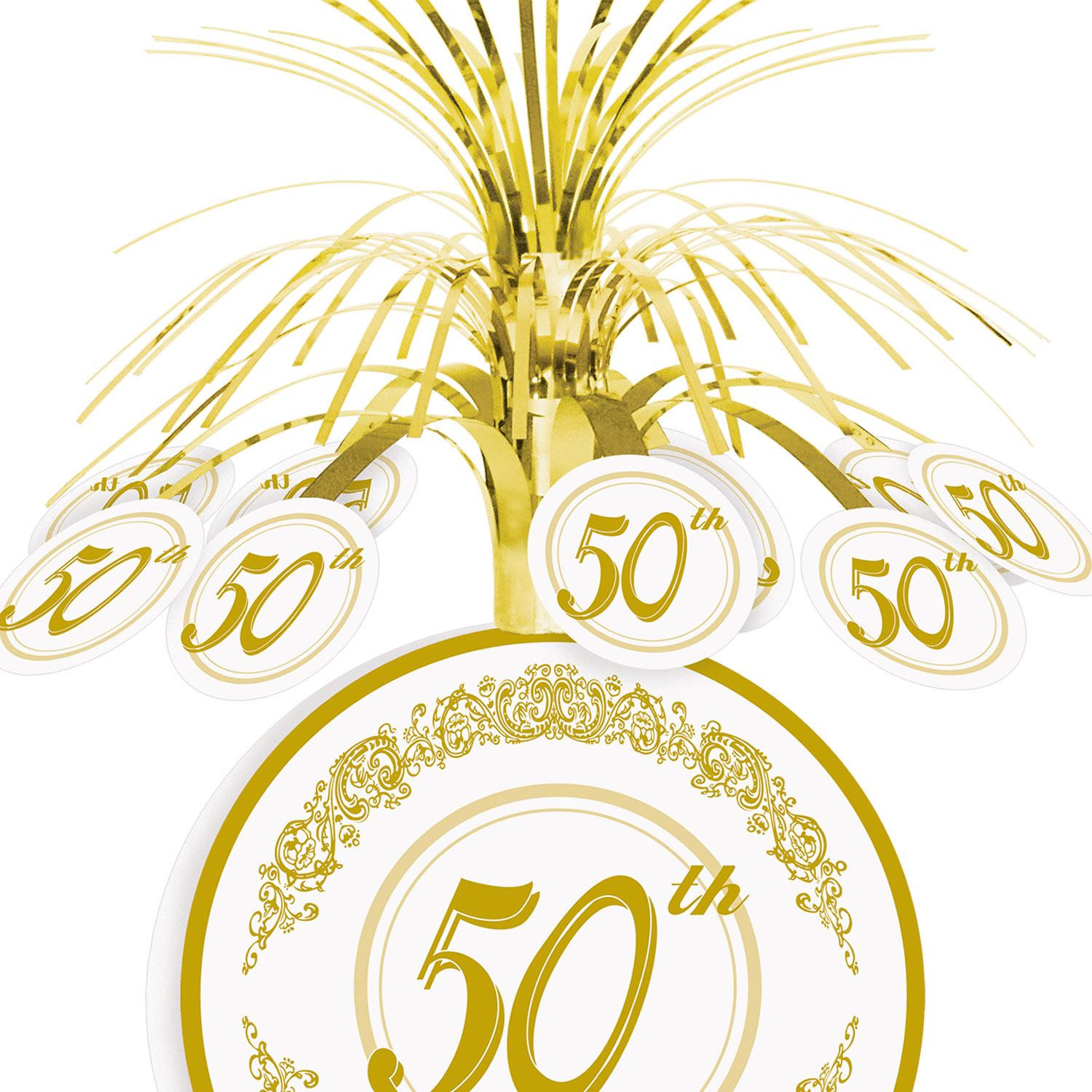12 Pack Beistle 50th Anniversary Party Decorations - Gold & Black Table Centerpieces for Birthday Celebrations, Milestone Events & Retirement Parties