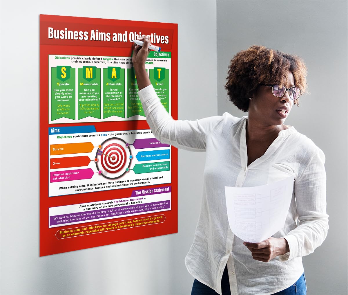 Daydream Education Business Aims & Objectives Classroom Poster - Extra Large 33” x 23.5” - Gloss Paper - Business Studies Wall Chart for Classroom Decor & Learning - Perfect for Teachers, Students & Office Training Rooms