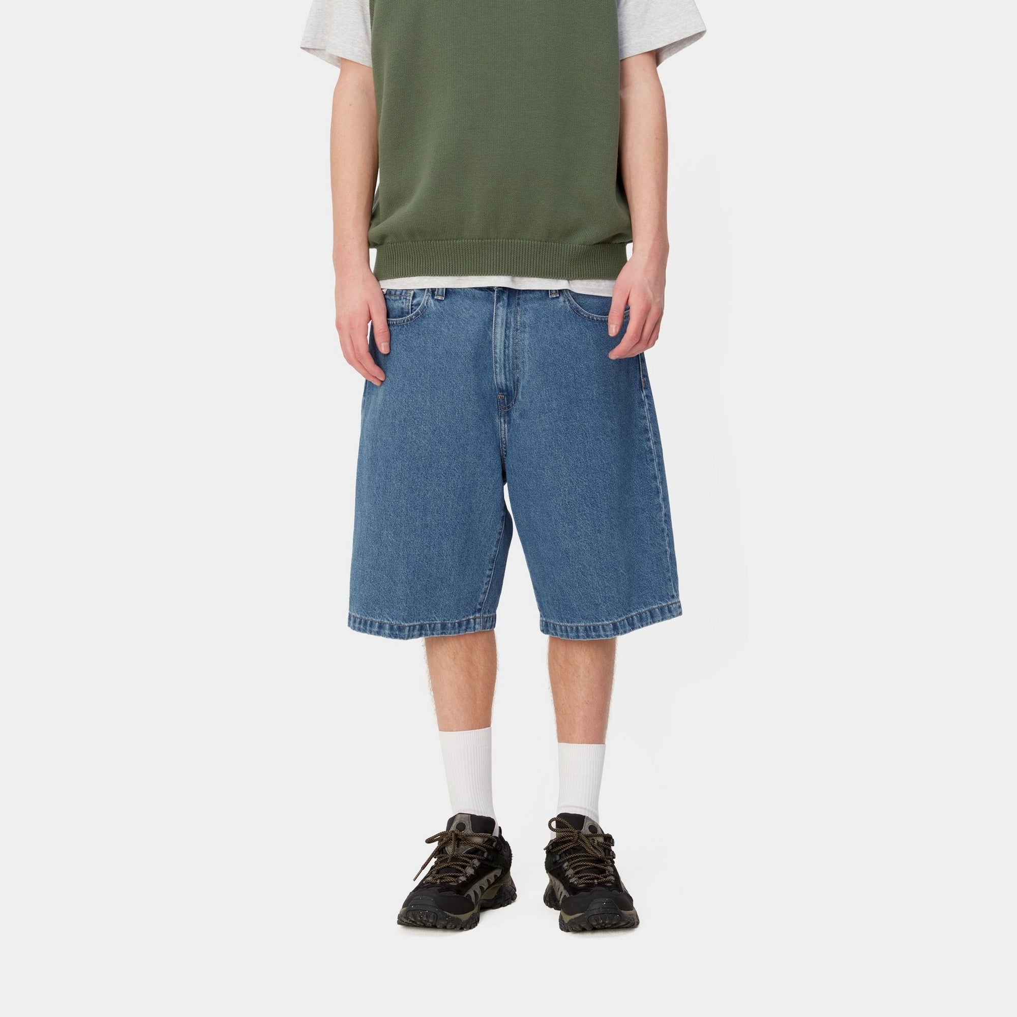Landon Short - Blue Heavy Stone Wash Denim Shorts for Men | Casual Summer Wear & Outdoor Activities