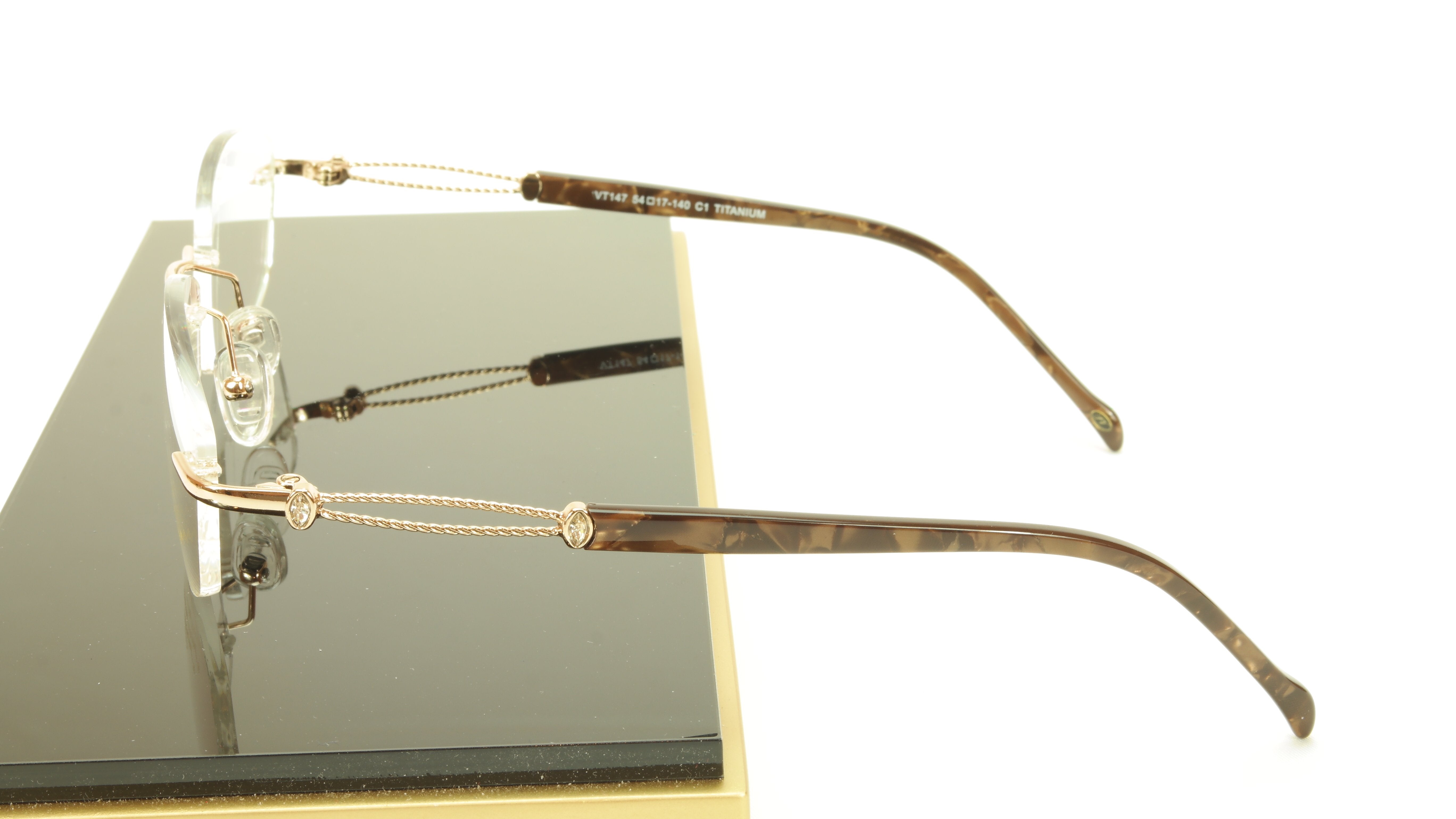 Paul Vosheront VT147 C1 Titanium Gold Rimless Eyeglasses Frame - Italian Design for Men & Women - Perfect for Office, Reading & Everyday Wear