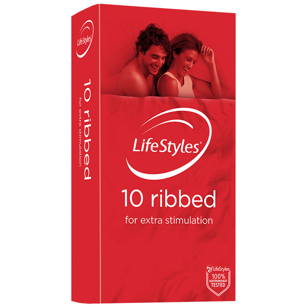 Ansell LifeStyles Ribbed Latex Condoms - 10 Pack | Ultra Thin & Sensitive for Enhanced Pleasure | Perfect for Couples & Safe Intimacy