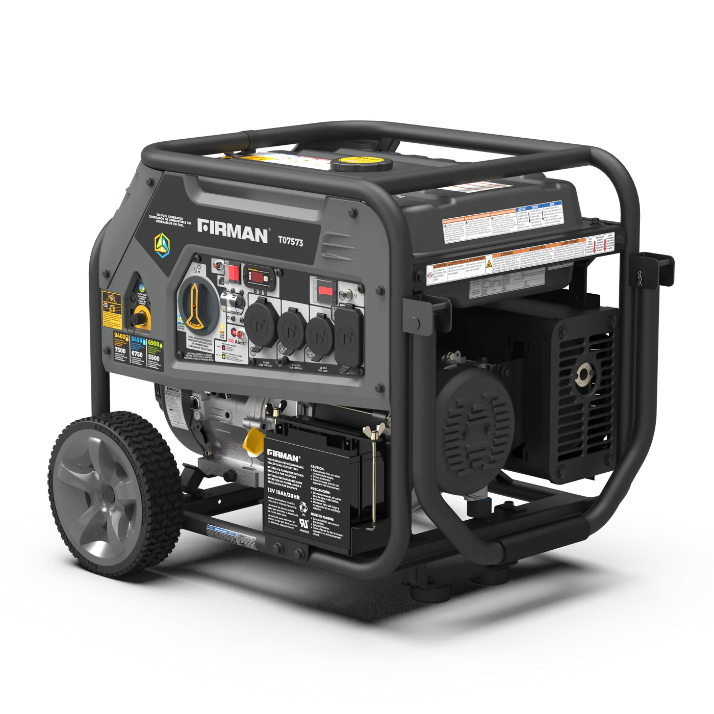 Firman T07573 Tri Fuel Generator 7500W/9400W - Runs on Gas, Propane & Natural Gas - 120/240V Electric Start - Reliable Power for Home Backup, Camping & Job Sites (RFB Certified)