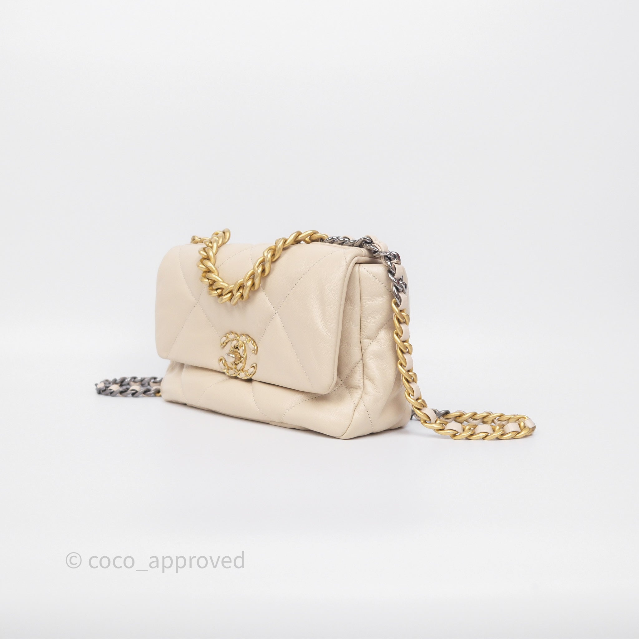 Chanel 19 Small Handbag in Light Beige with Mixed Hardware - Luxury Designer Shoulder Bag for Women, Perfect for Everyday Use & Special Occasions