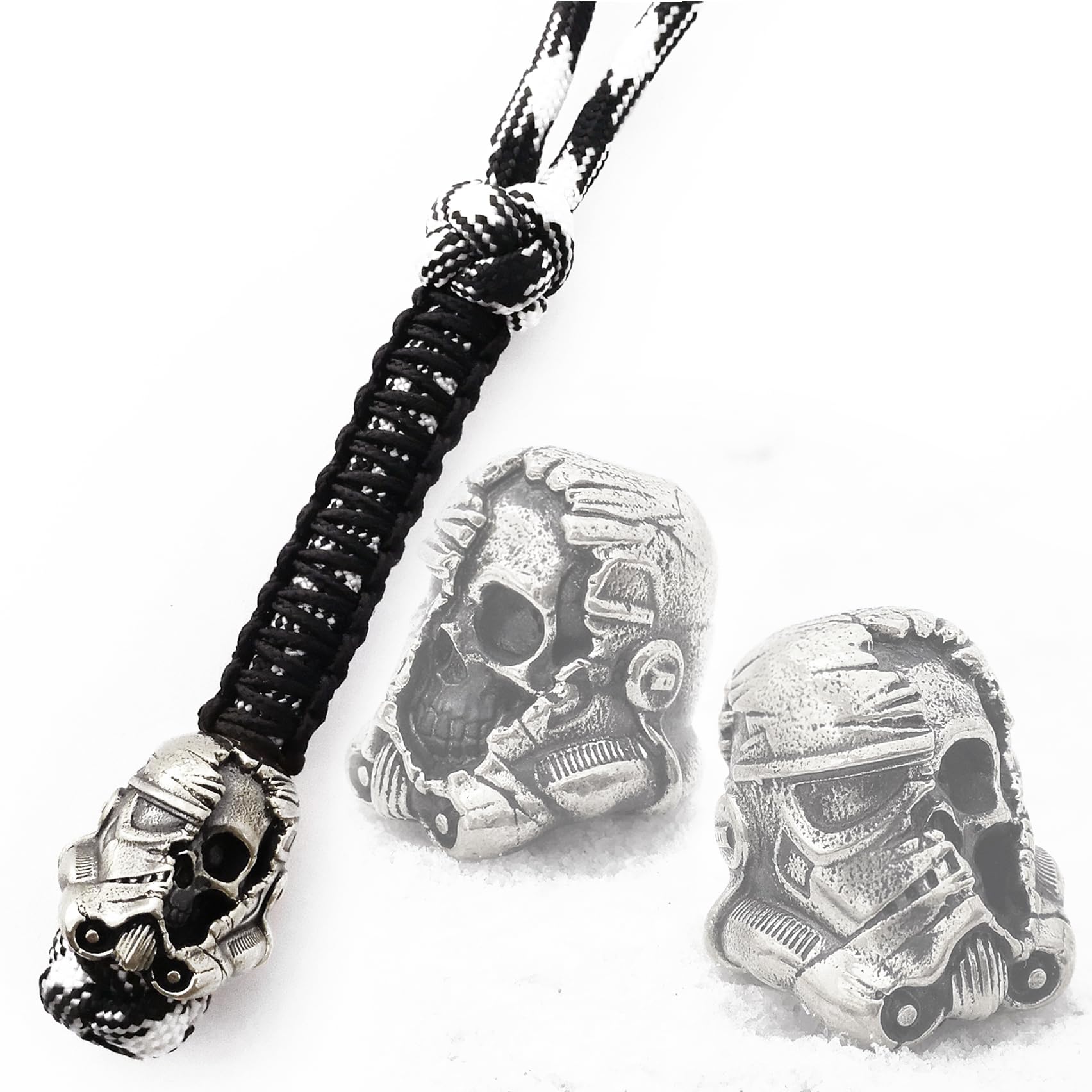 Premium EDC Paracord Knife Lanyard with Skull Bead - Handcrafted Metal Trooper Skull Charm for Tactical Gear & Outdoor Survival | Perfect for Camping, Hiking, and Everyday Carry Accessories