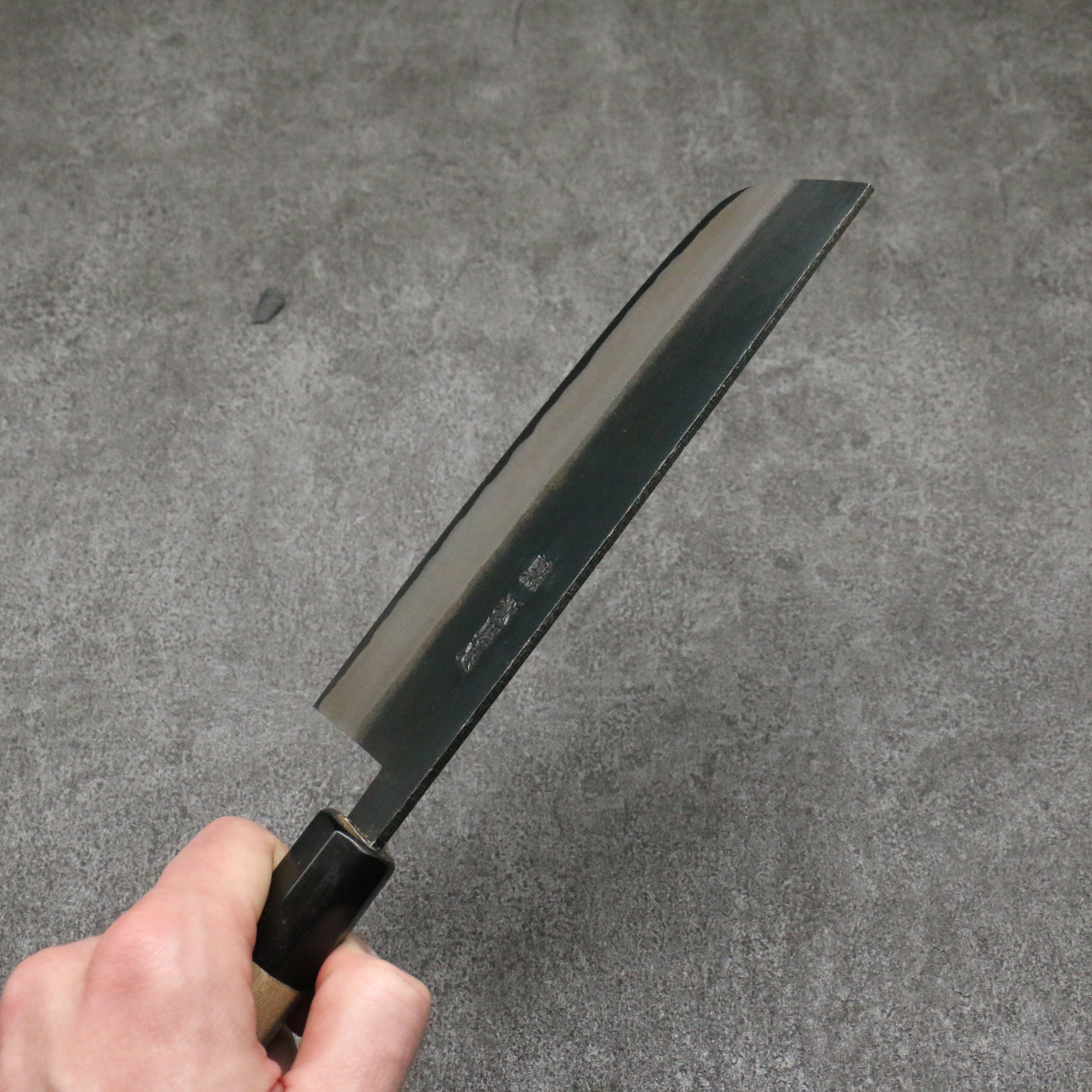 Premium Japanese Nakiri Knife - Minamoto Akitada White Steel No.2 Kurouchi 165mm with Magnolia Handle - Perfect for Vegetable Chopping, Slicing & Food Prep in Professional & Home Kitchens