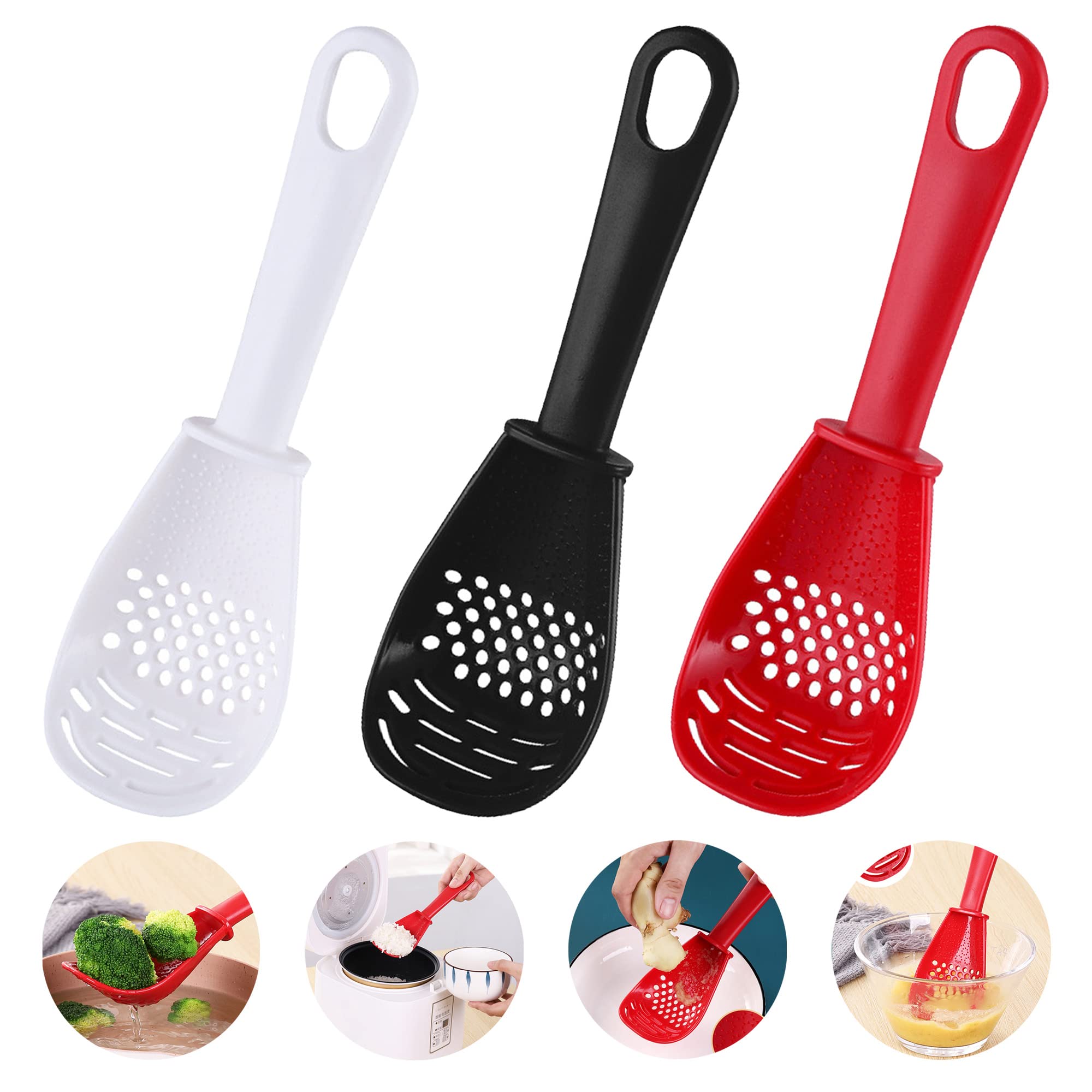 3-Pack Multifunctional Kitchen Cooking Spoon Set - 6-in-1 Kitchen Gadgets with Egg Yolk Separator, Grater, Masher, Colander & Skimmer Scoop - Perfect for Baking, Cooking & Food Prep