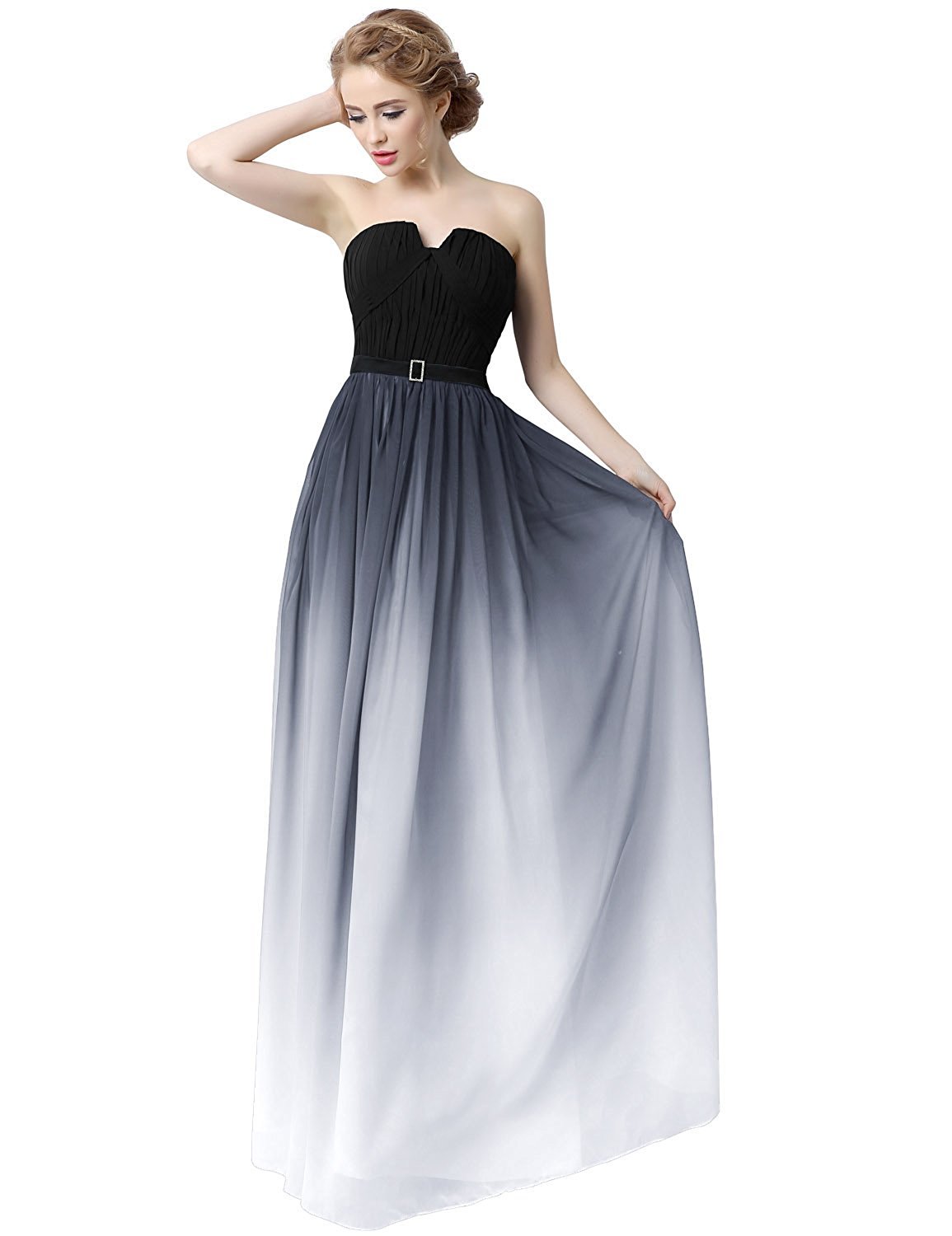 Sarahbridal Women's Long Chiffon Prom Dresses Formal Evening Ball Gowns - Gradient Color A-Line Floor-Length Gown for Homecoming, Wedding Guest & Special Occasions