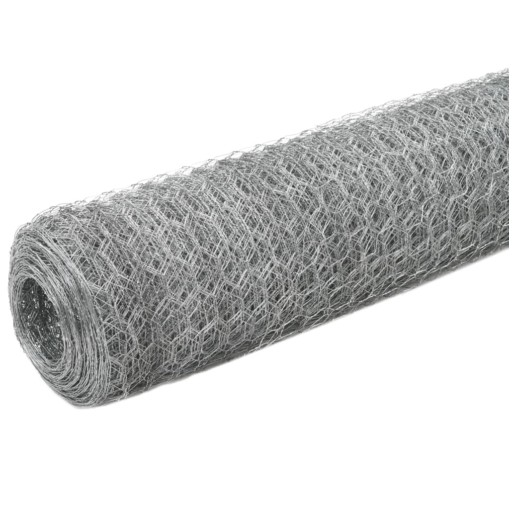SKM Galvanized Steel Chicken Wire Fence - 82'x3.9' Silver (Model 3324) | Durable Poultry & Garden Protection for Backyard, Coop & Plant Support