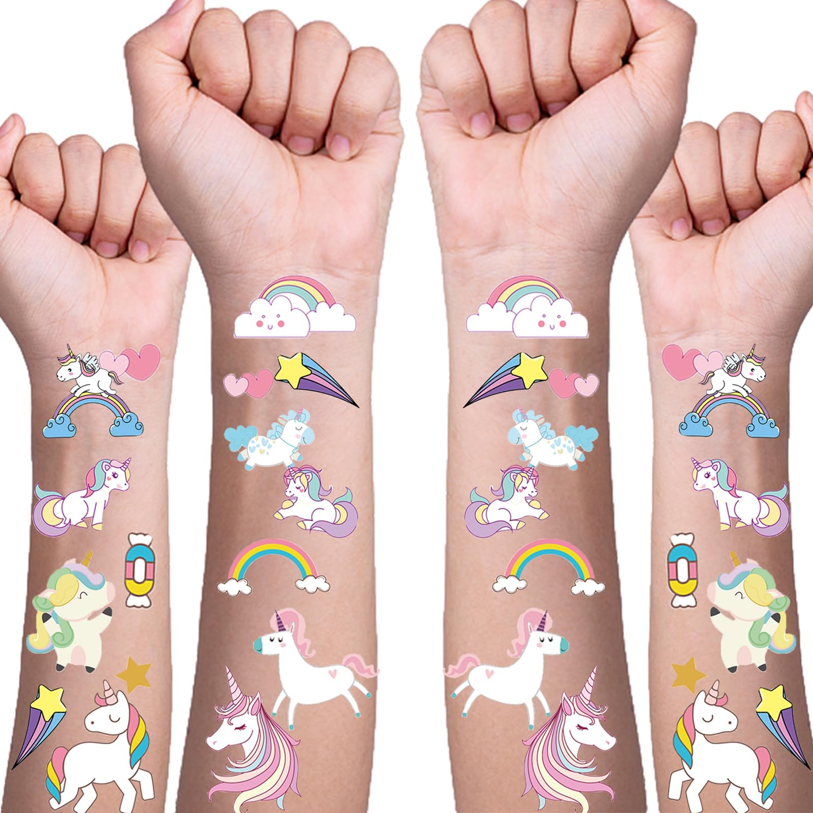 Unicorn Temporary Tattoos for Kids - Waterproof Face Tattoo Stickers for Girls - Birthday Party Favors & Decorations - Perfect for Unicorn Themed Parties, School Events and Birthday Celebrations