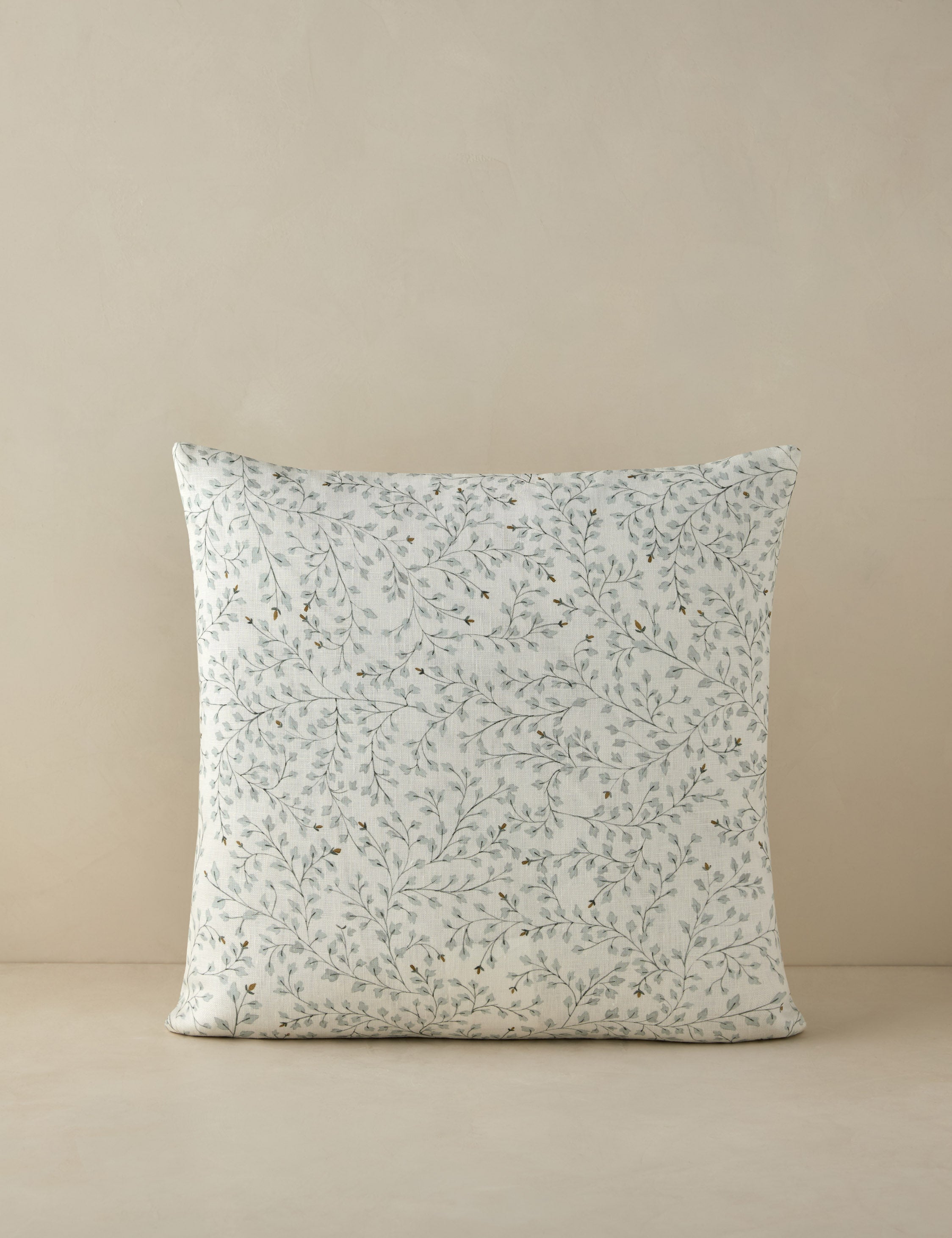 Rylee + Cru Dainty Leaves Linen Pillow - Soft Organic Cotton Decorative Throw Pillow for Nursery, Bedroom & Living Room