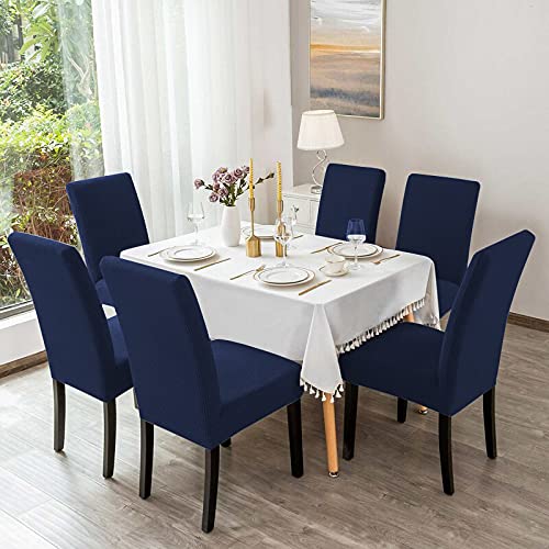 Aertiavty 4-Piece Dining Chair Covers Set - Stretchable Kitchen Chair Slipcovers, Navy Blue Parsons Chair Protectors for Dining Room & Home Decor (Perfect for Daily Use, Parties & Special Occasions)