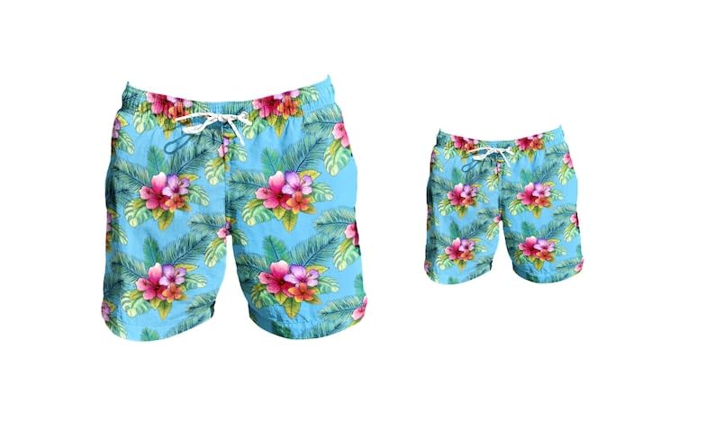 **Father & Son Matching Swim Trunks - Quick Dry Swim Shorts for Beach & Pool - Family Vacation Outfits**