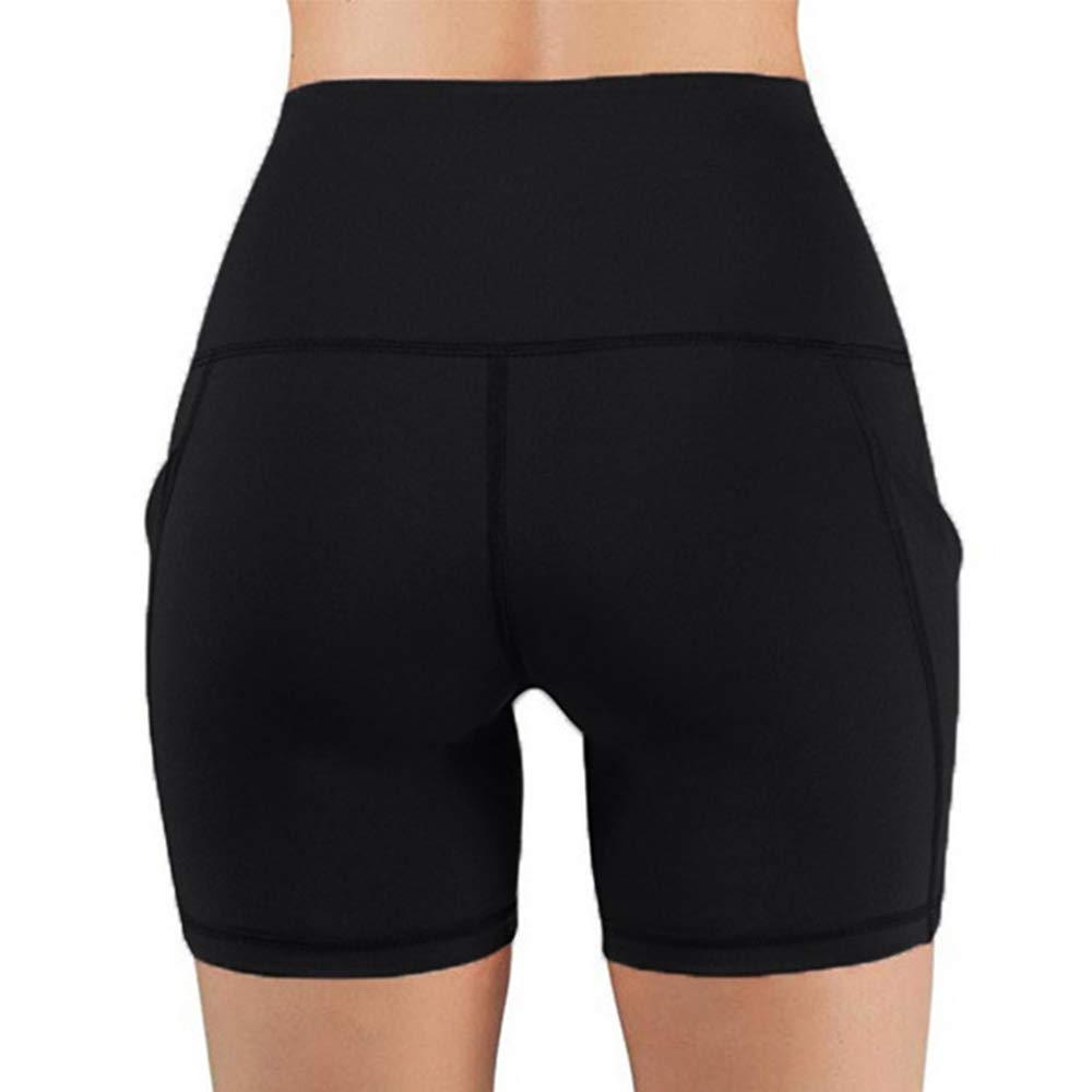 NEWITIN 3-Pack High Waist Workout Shorts for Women - Yoga, Running & Gym Shorts with Side Pockets - Breathable & Comfortable Athletic Wear (Ideal for Yoga, Pilates, Jogging & Casual Wear)