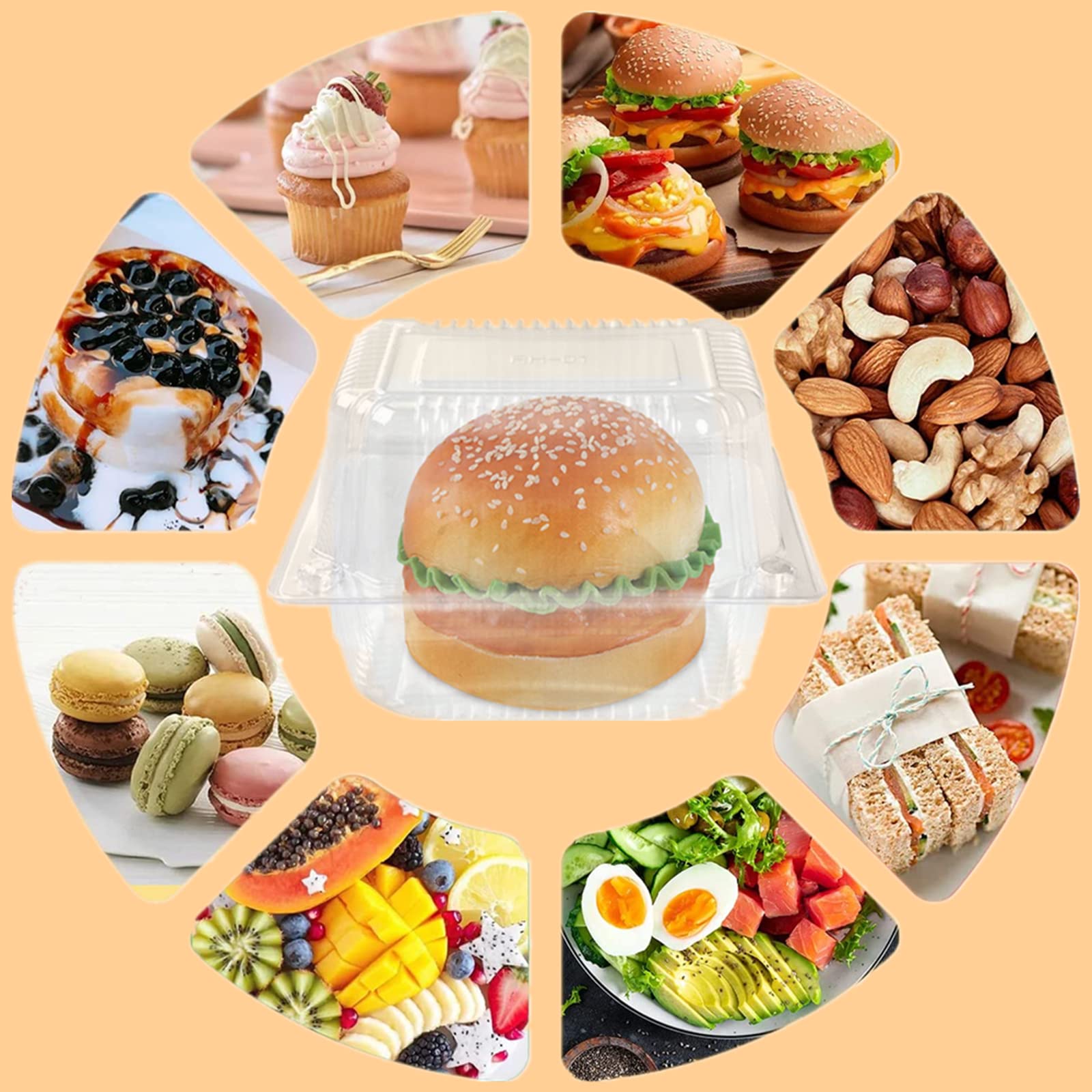 50-Piece 5.3 Inch Cake Slice Boxes - Individual Portion Cake Boxes for Muffins, Salads, Fruits & Biscuits | Perfect for Birthday Parties, Weddings & Bakeries | Ideal for Takeout, Dessert Display & Gift Packaging