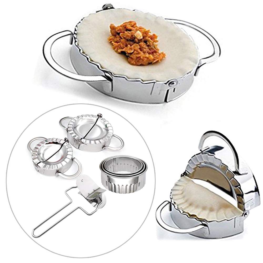 Stainless Steel Dumpling Mold & Dough Presser Set - Ravioli Maker, Dumpling Cutter, Kitchen Gadget for Homemade Dumplings, Pasta & Asian Cuisine | Perfect for Family Cooking, Meal Prep & Restaurant Use