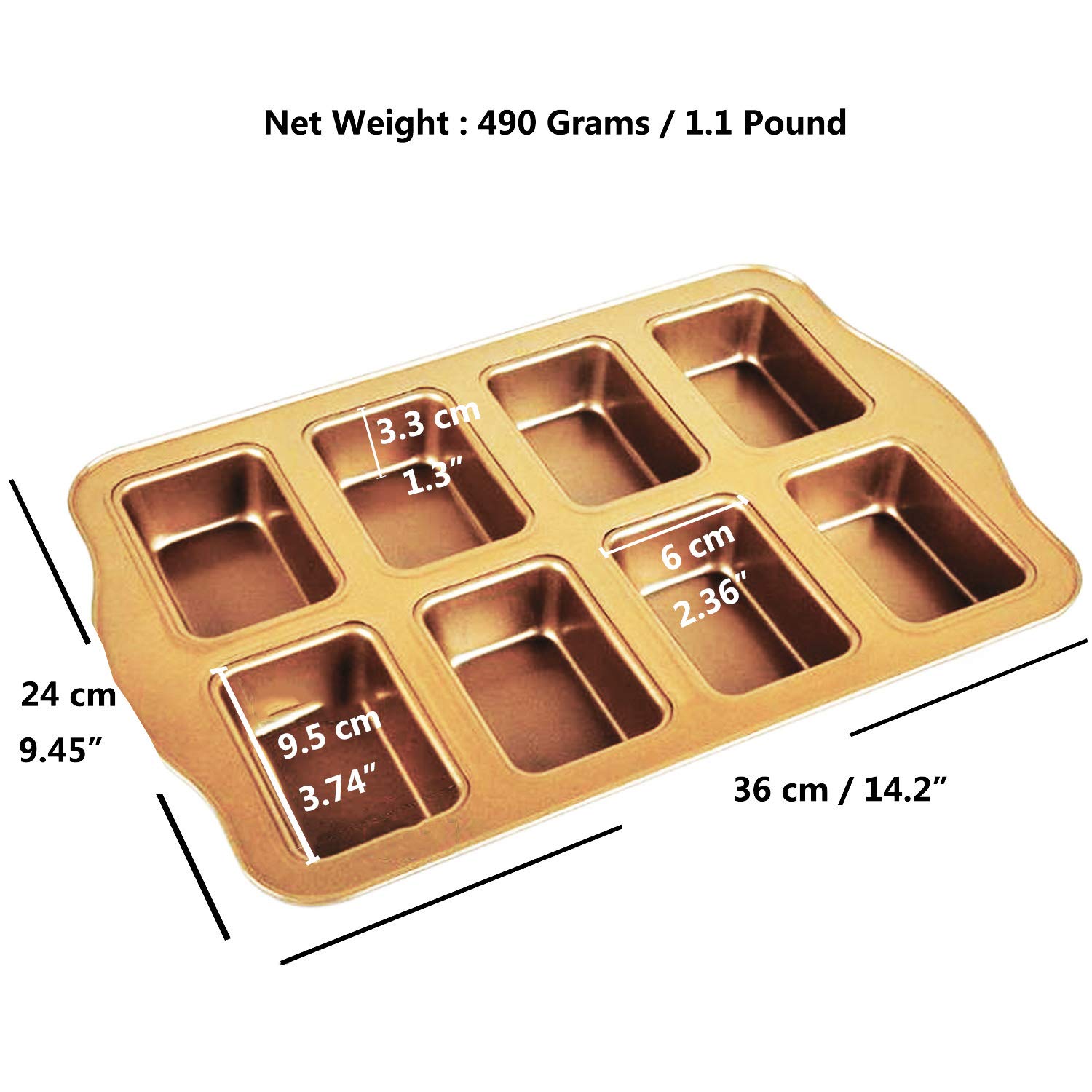 8-Cavity Mini Loaf Pan - Carbon Steel Non-Stick Baking Tray for Bread, Muffins & Brownies - One-Piece Design Bakeware - Perfect for Home Baking, Holiday Treats & Gift Giving