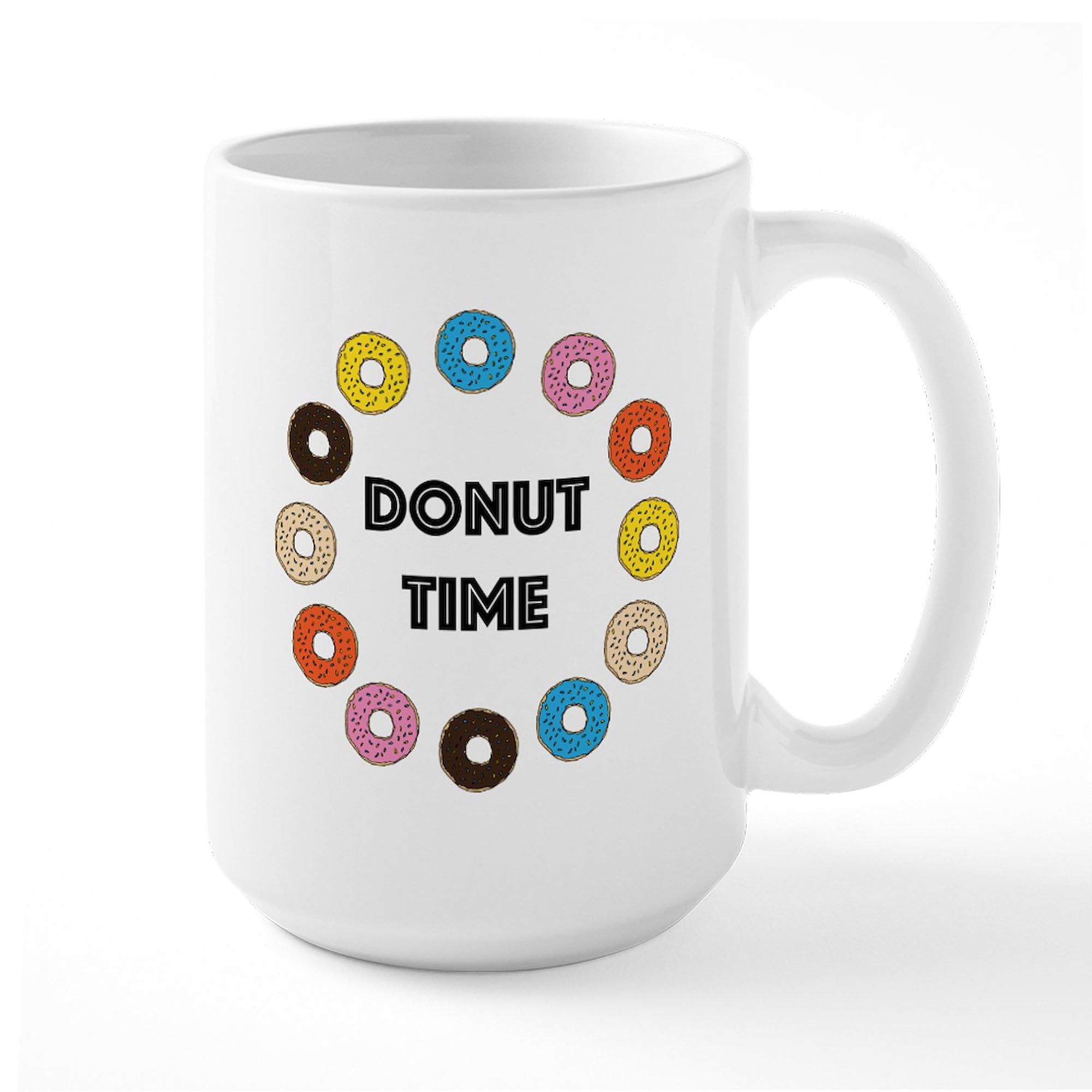 Donut Time Ceramic Coffee Mug 15 oz (444 ml) - Perfect for Coffee, Tea & Hot Drinks at Home or Office
