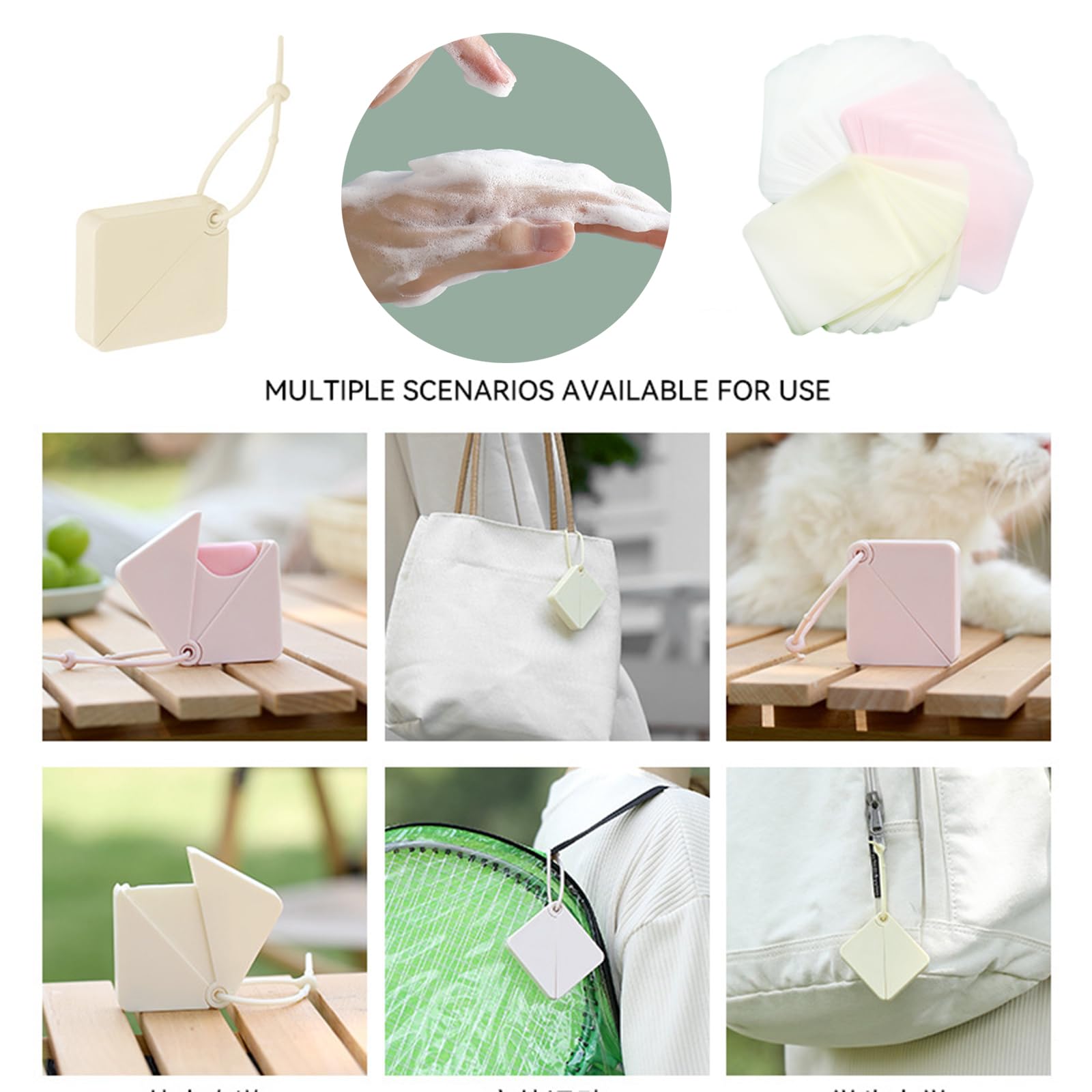 50pcs Biodegradable Travel Soap Sheets - Portable Disposable Paper Soap for Camping, Hiking, Backpacking & Outdoor Adventures | Handy for Travel, Gym, Emergency Kits & Hotel Stays