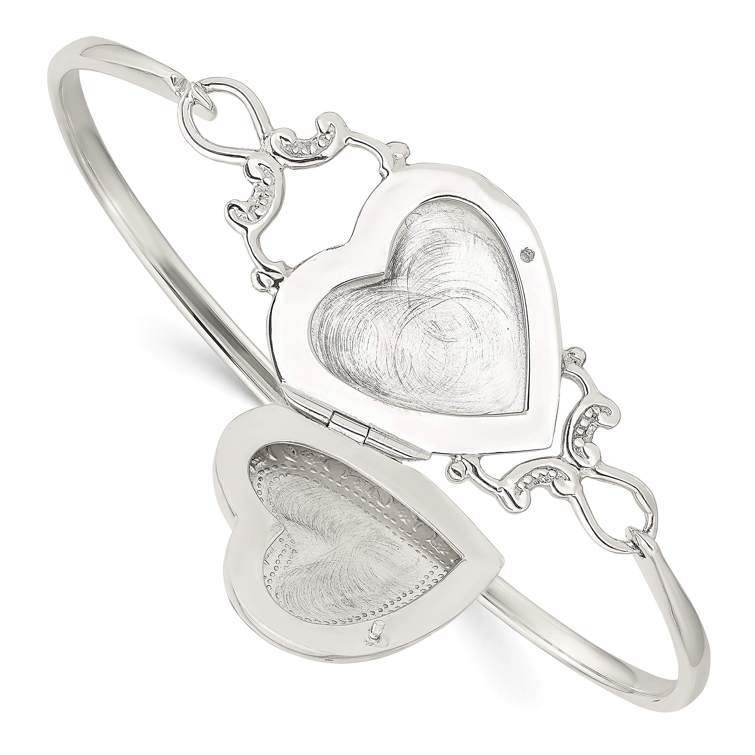 Sterling Silver 22mm Heart Locket Adjustable Bangle Bracelet for Women - Perfect Gift for Valentine's Day, Anniversary & Everyday Wear