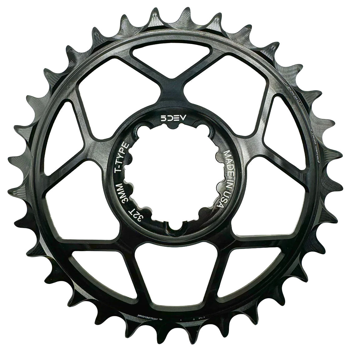 5Dev T Type 3 Bolt Chainring - 3mm Offset, 34T, Black NLS - Perfect for Road Bikes, Mountain Bikes & BMX Cycling Accessories
