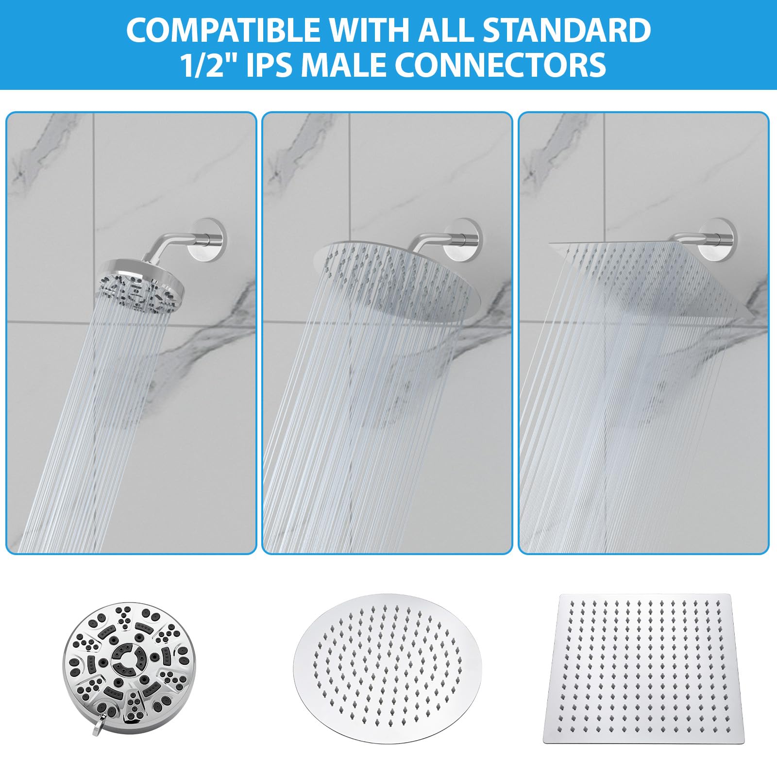 Lordear 6 Inch Chrome T304 Stainless Steel Shower Arm Extension - Polished Chrome Shower Head Pipe with Flange for Bathroom & Spa Upgrade - Perfect for Modern Shower Systems and Bathroom Renovations