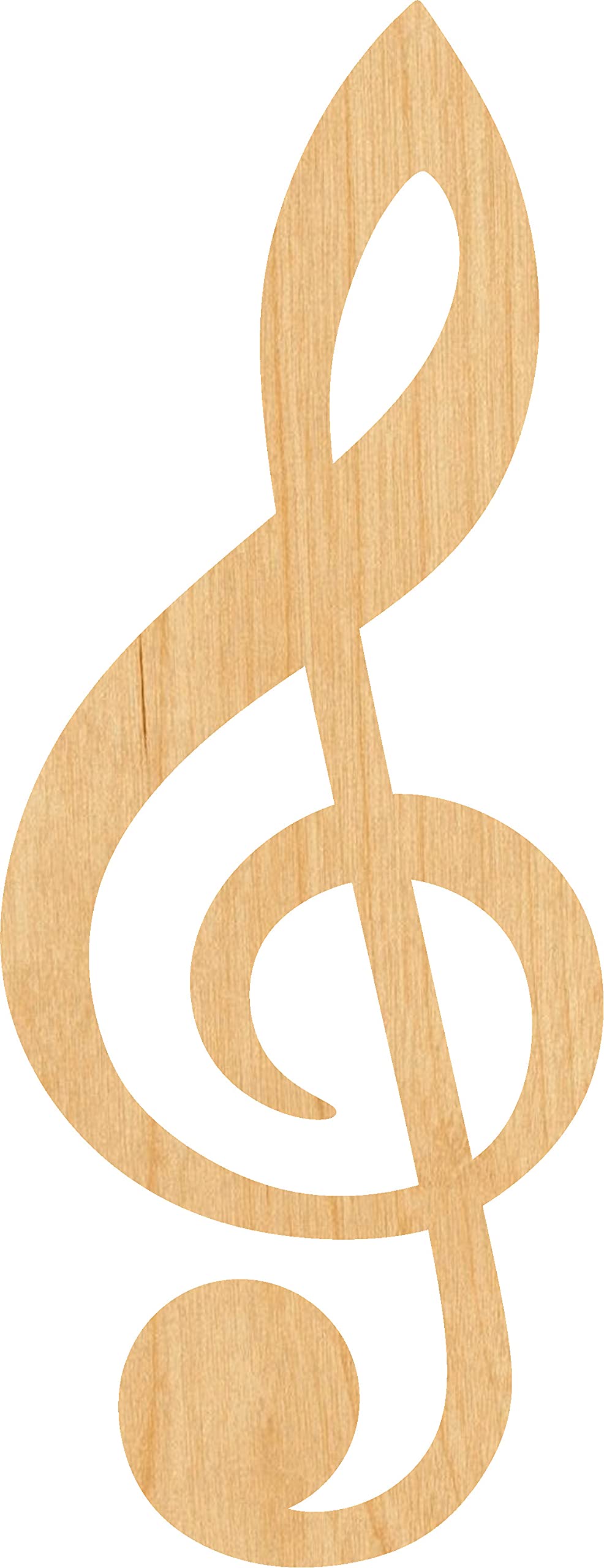 4 Inch Treble Clef Laser Cut Wood Shape - Perfect for DIY Music Crafts, Scrapbooking & Home Decor