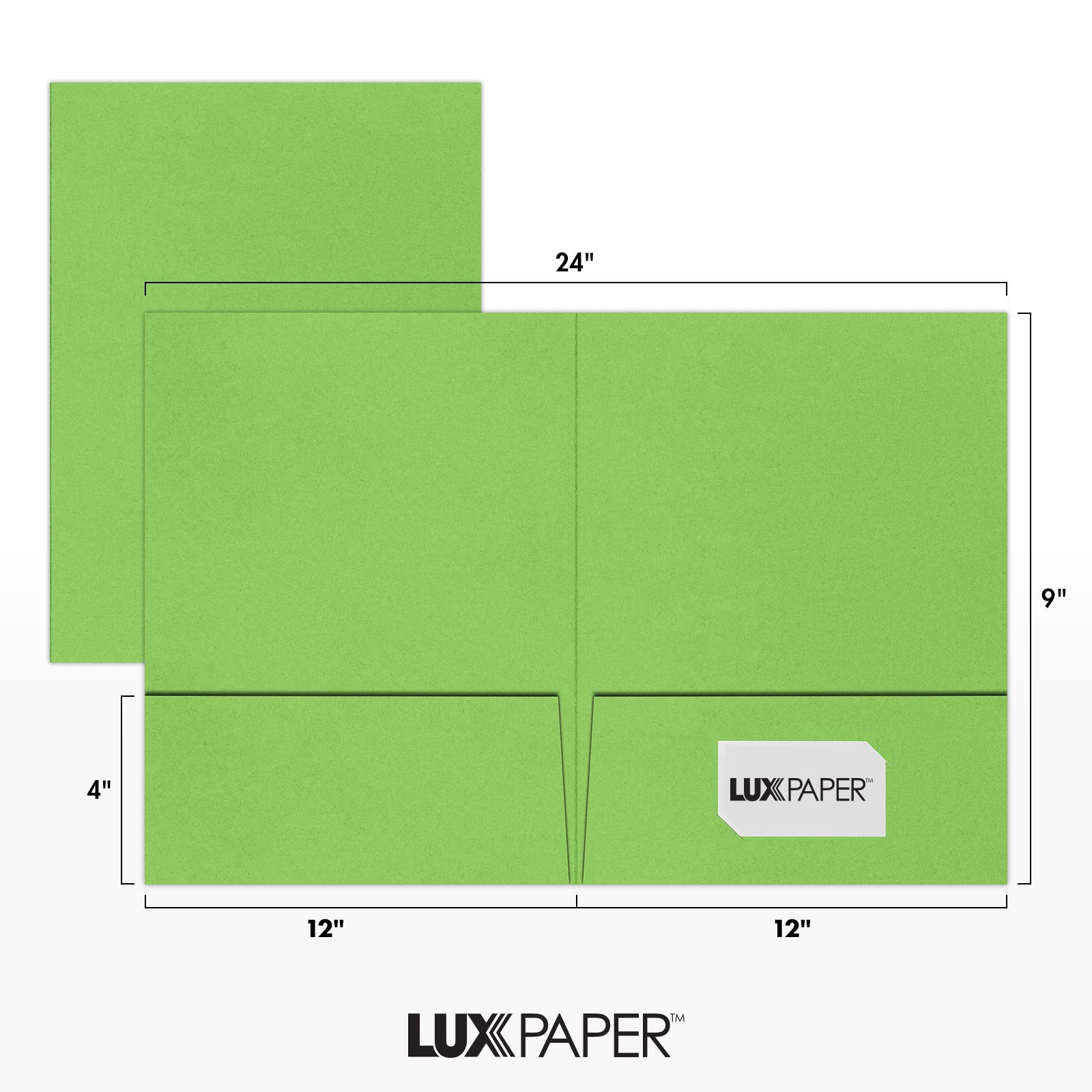 Premium 9x12 Presentation Folders - 100 lb. Limelight Cardstock with 2 Pockets, Holds 8.5x11 Paper - Ideal for Business Documents, School Reports, Brochures & Professional Presentations - 50 Pack (Lime Green) - Perfect for Office, School & Corporate Use