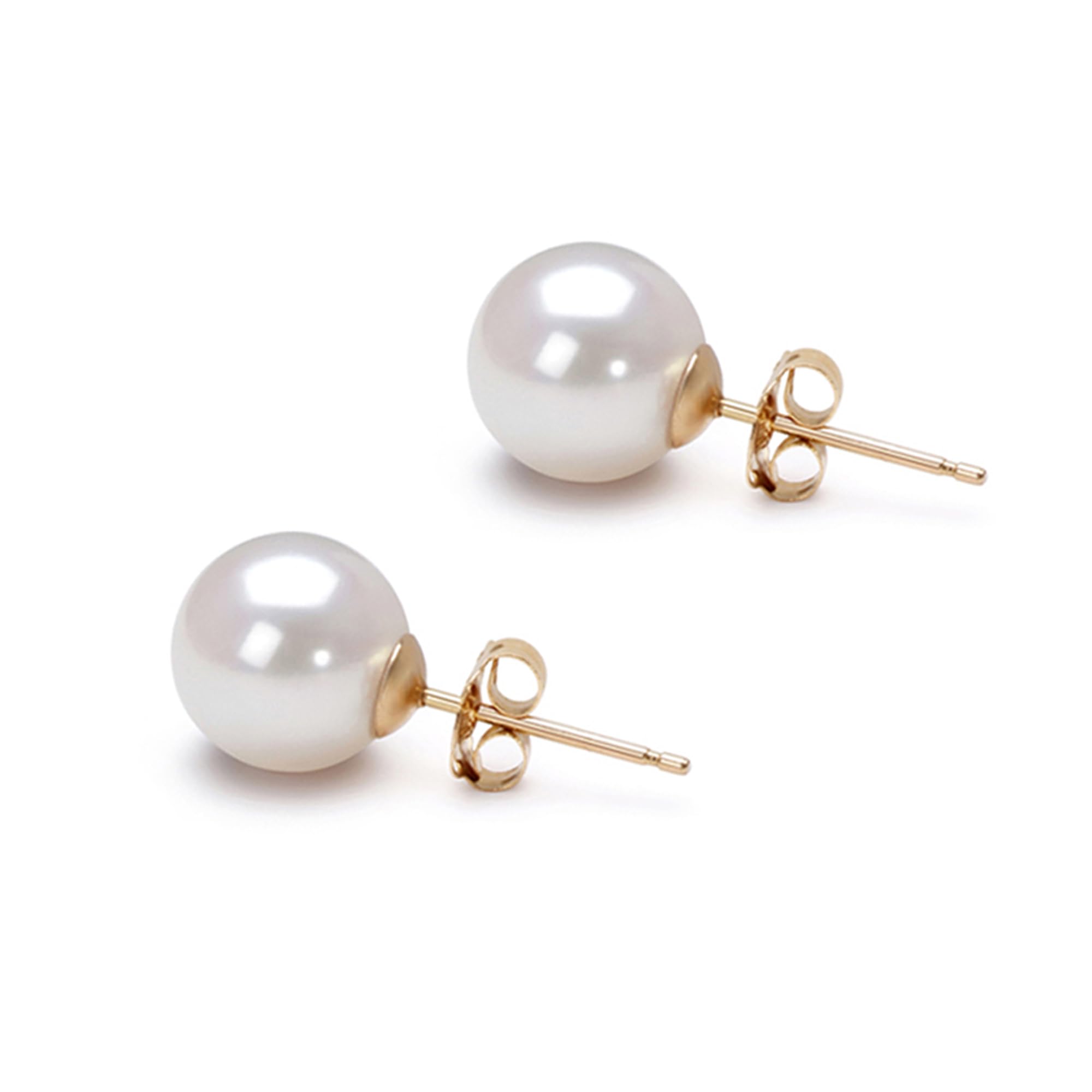 AAA Grade Japanese Akoya Cultured Pearl Stud Earrings 5-10mm White Pearls with Sterling Silver Settings - Elegant Jewelry Gift for Women - Perfect for Weddings, Anniversaries & Special Occasions