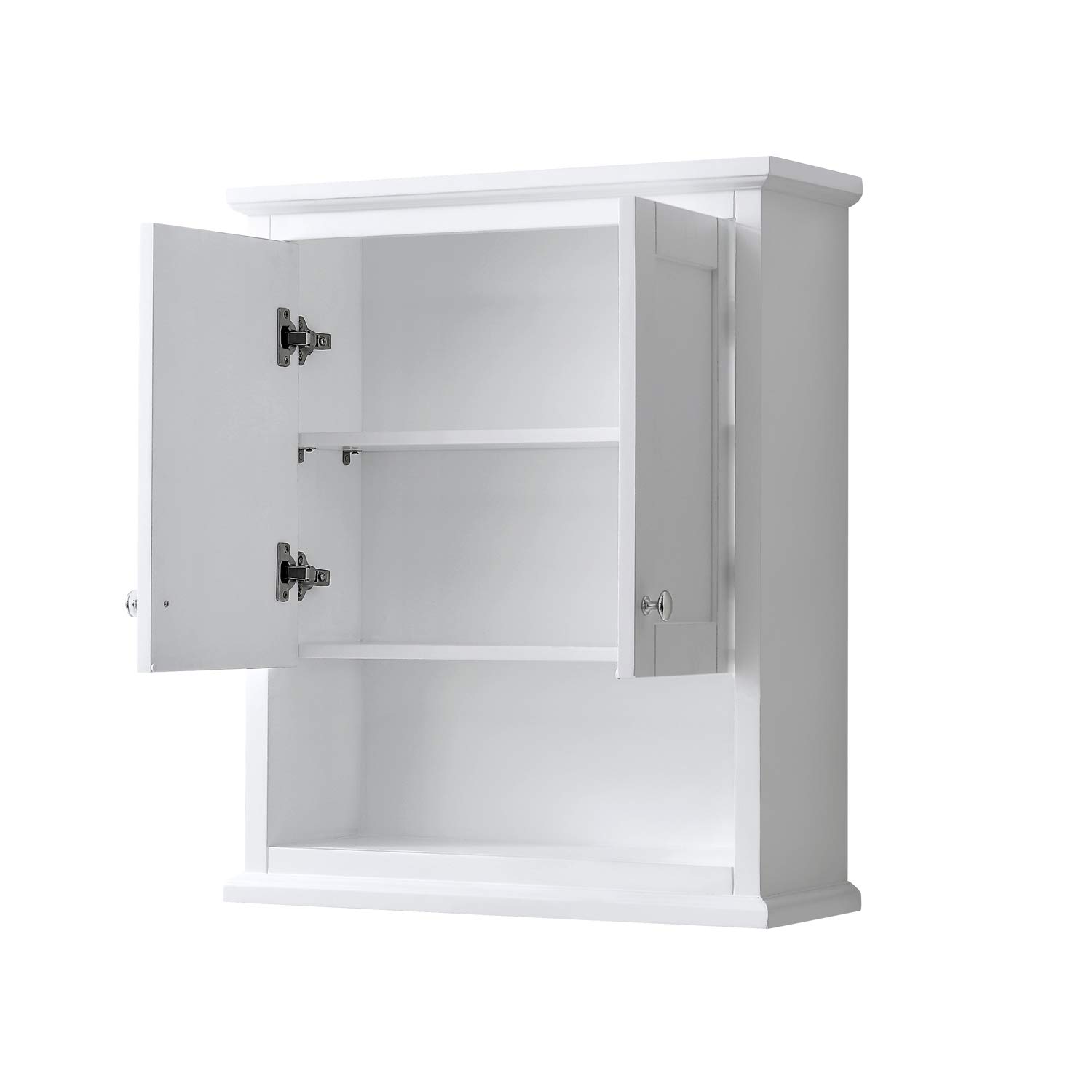 Wyndham Collection Avery White Wall-Mounted Bathroom Storage Cabinet - Space-Saving Organizer for Towels, Toiletries & Bath Essentials
