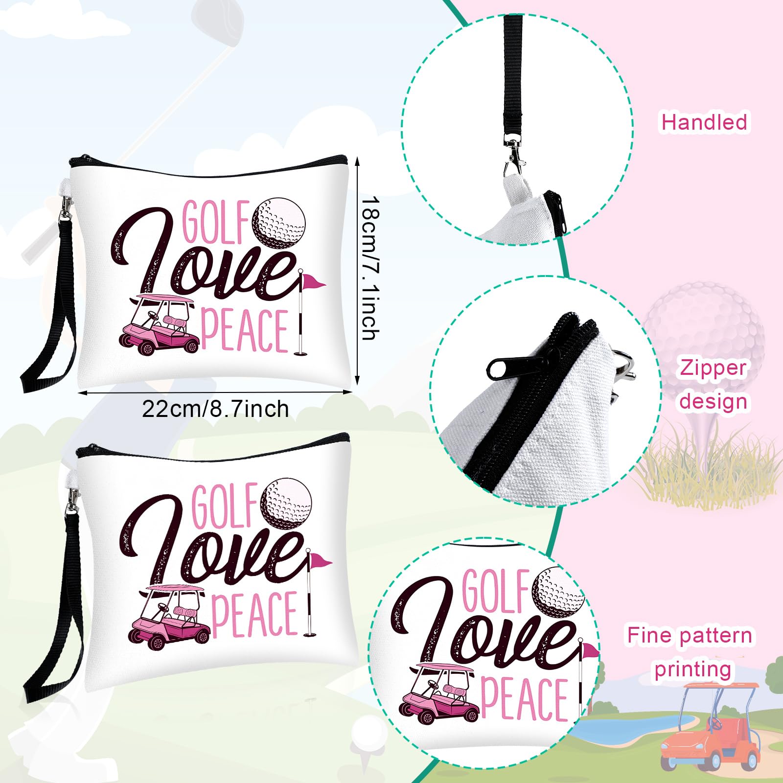 18pcs Golf Cosmetic Bags for Women - Travel Toiletry Organizer | Perfect Golf Gift for Ladies & Players